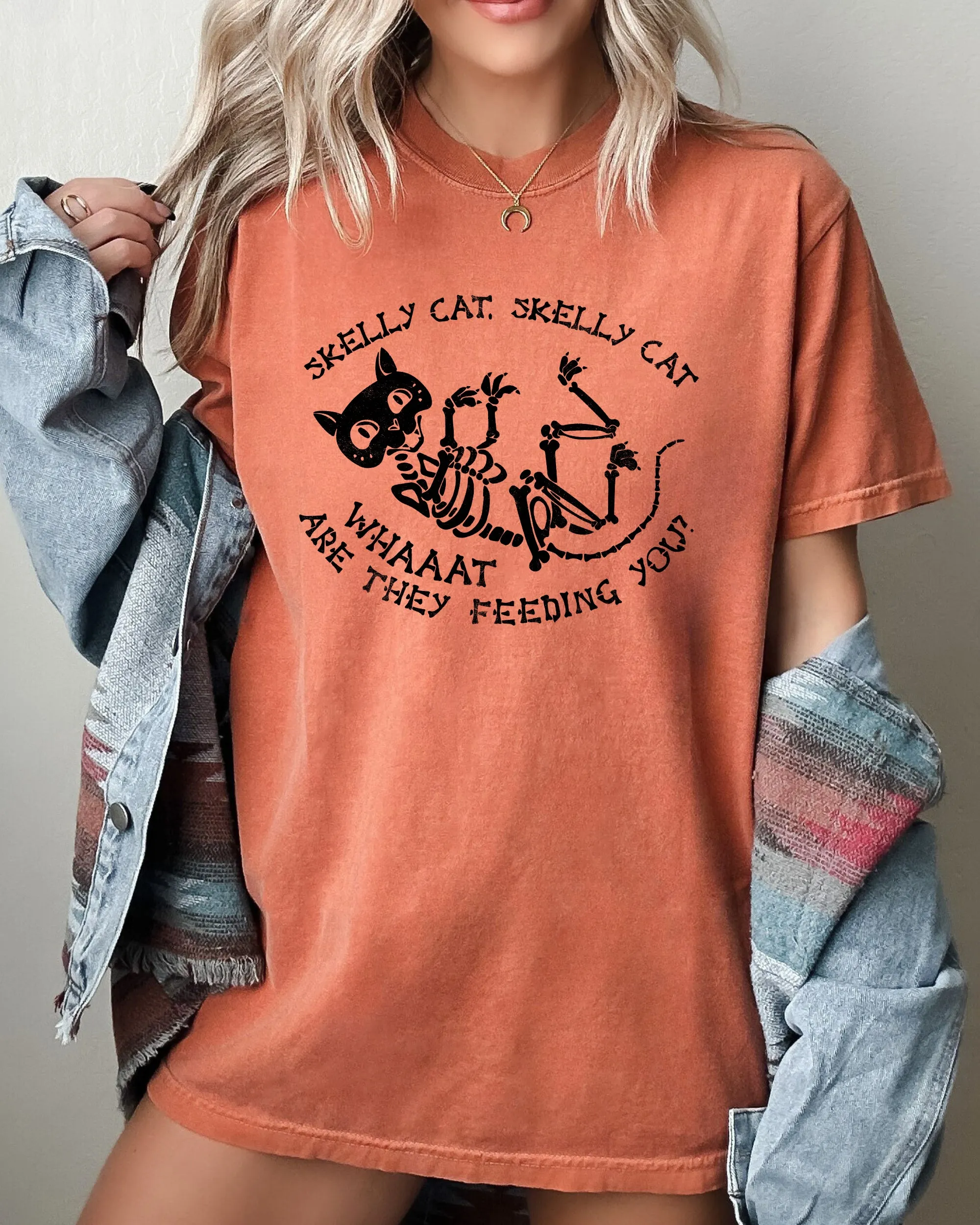 Skelly Cat, Skeleton, Ghost, Witch, Skull, Spooky, Aesthetic, Meme, Halloween, Costume, Tshirt Comfort Colors T-Shirt sold by Refinery Number One