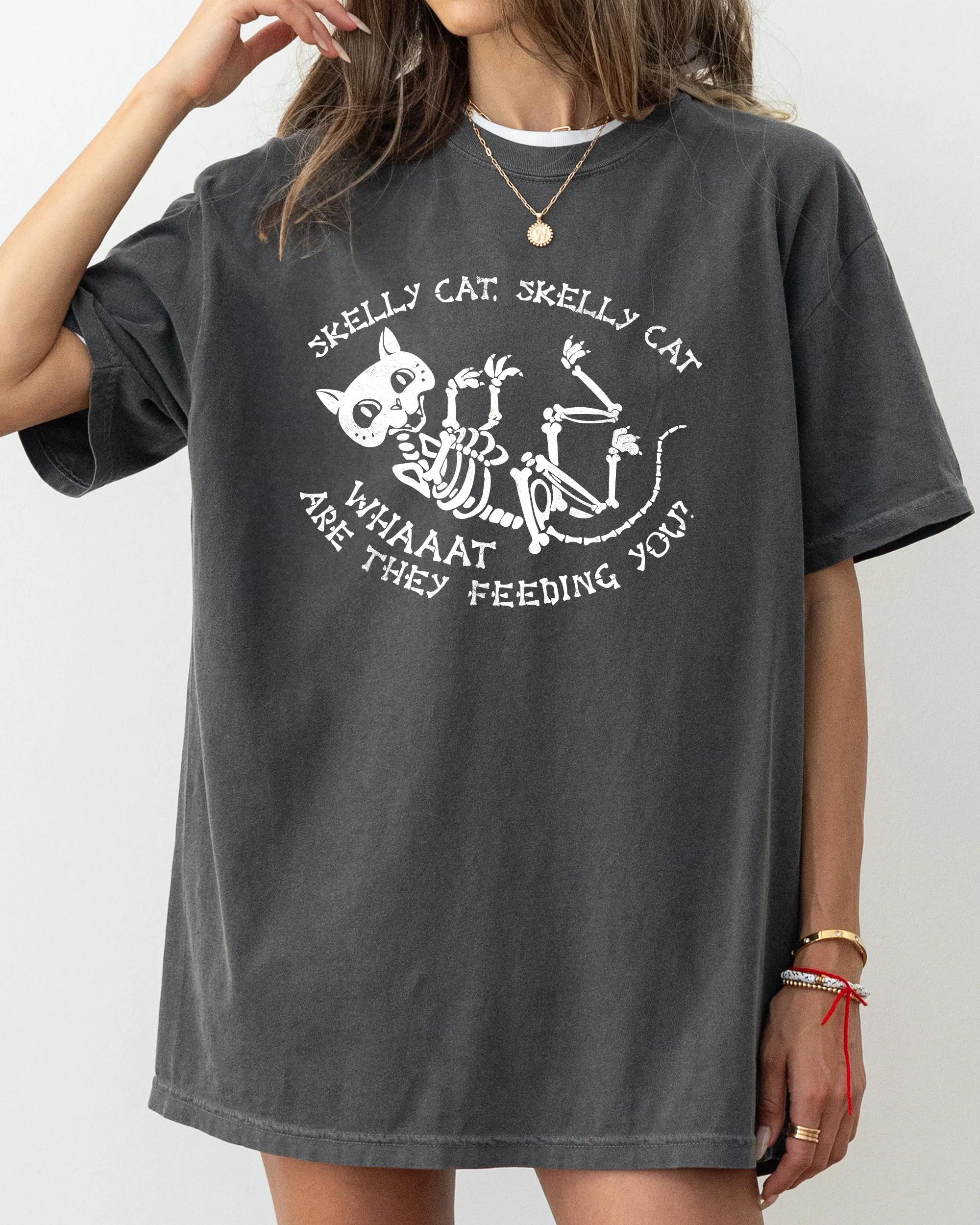 Skelly Cat, Skeleton, Ghost, Witch, Skull, Spooky, Aesthetic, Meme, Halloween, Costume, Tshirt Comfort Colors T-Shirt sold by Refinery Number One product image thumbnail 5