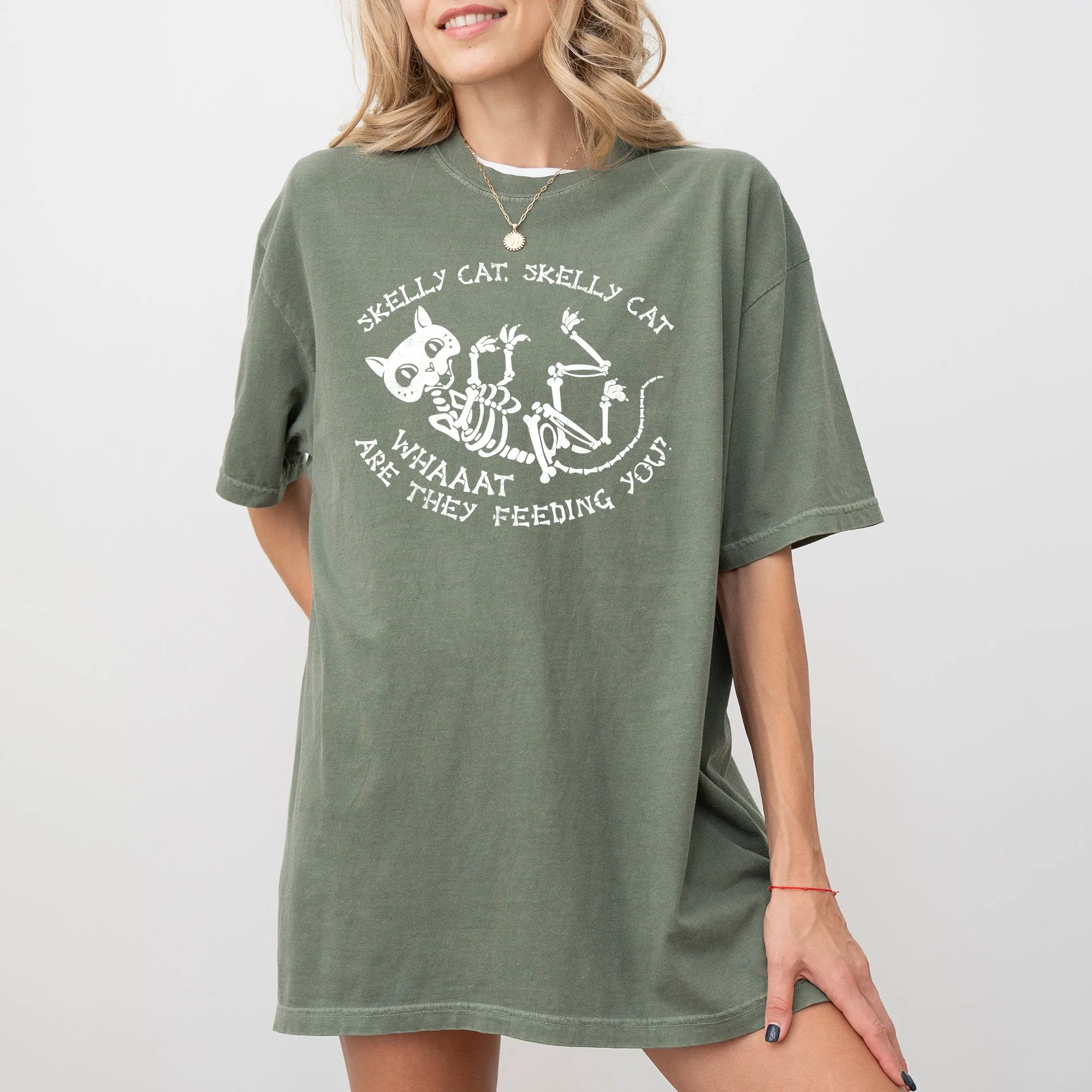 Skelly Cat, Skeleton, Ghost, Witch, Skull, Spooky, Aesthetic, Meme, Halloween, Costume, Tshirt Comfort Colors T-Shirt sold by Refinery Number One product image thumbnail 4