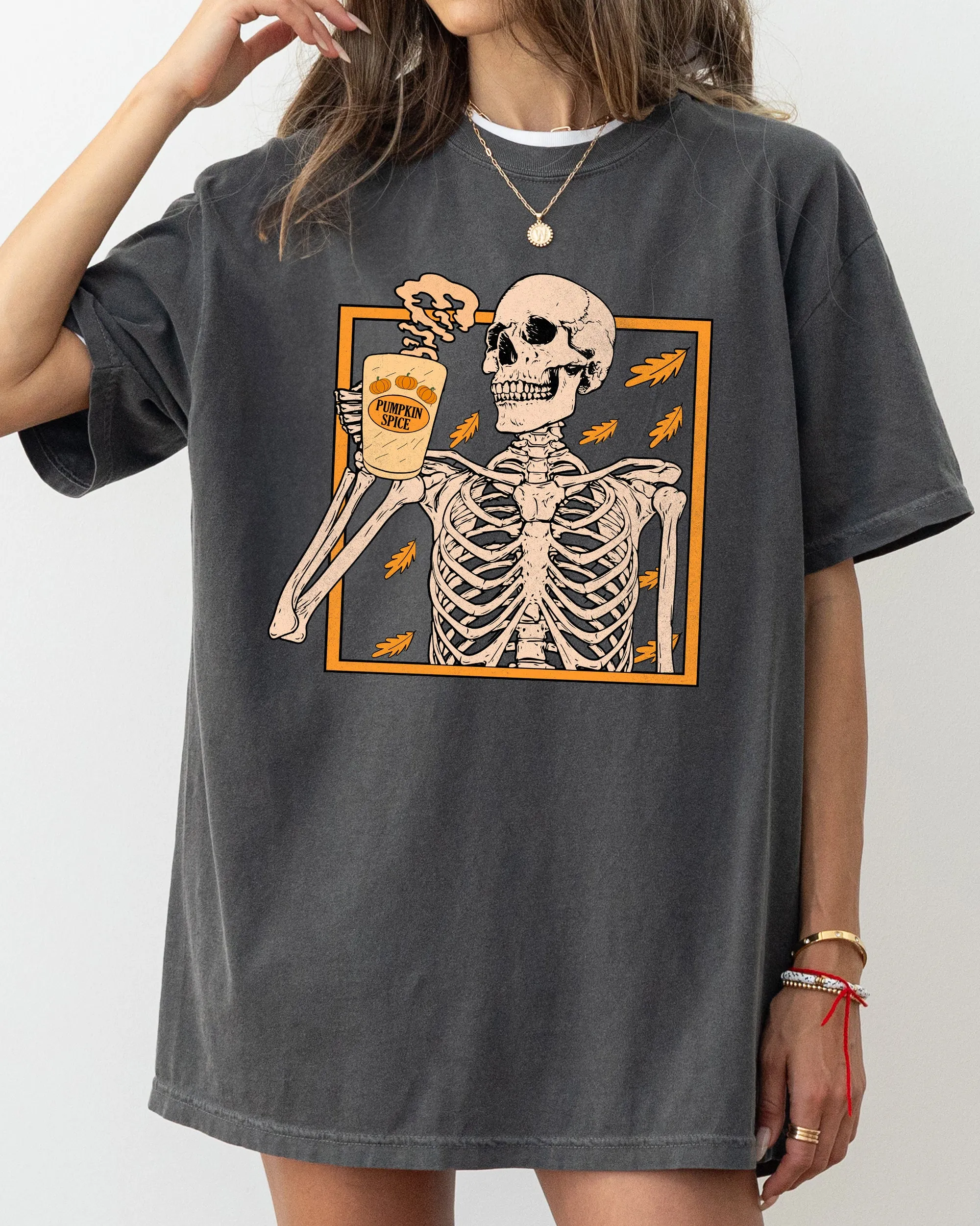 Pumpkin Spice, Coffee, Skeleton, Ghost, Witch, Skull, Spooky, Aesthetic, Meme, Halloween, Costume, Tshirt Comfort Colors T-Shirt sold by Refinery Number One
