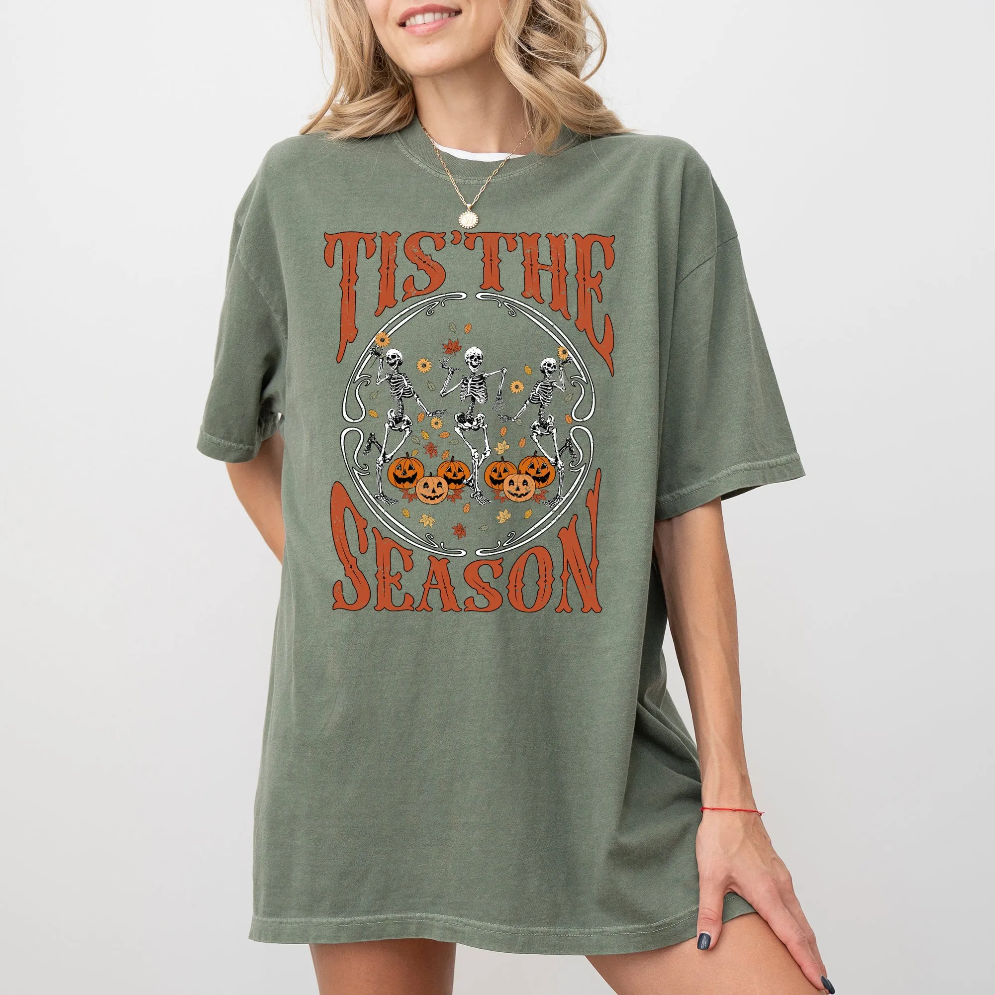 Tis The Season, Retro, Skeleton, Ghost, Witch, Skull, Spooky, Aesthetic, Meme, Halloween, Costume, Tshirt Comfort Colors T-Shirt sold by Refinery Number One product image thumbnail 3