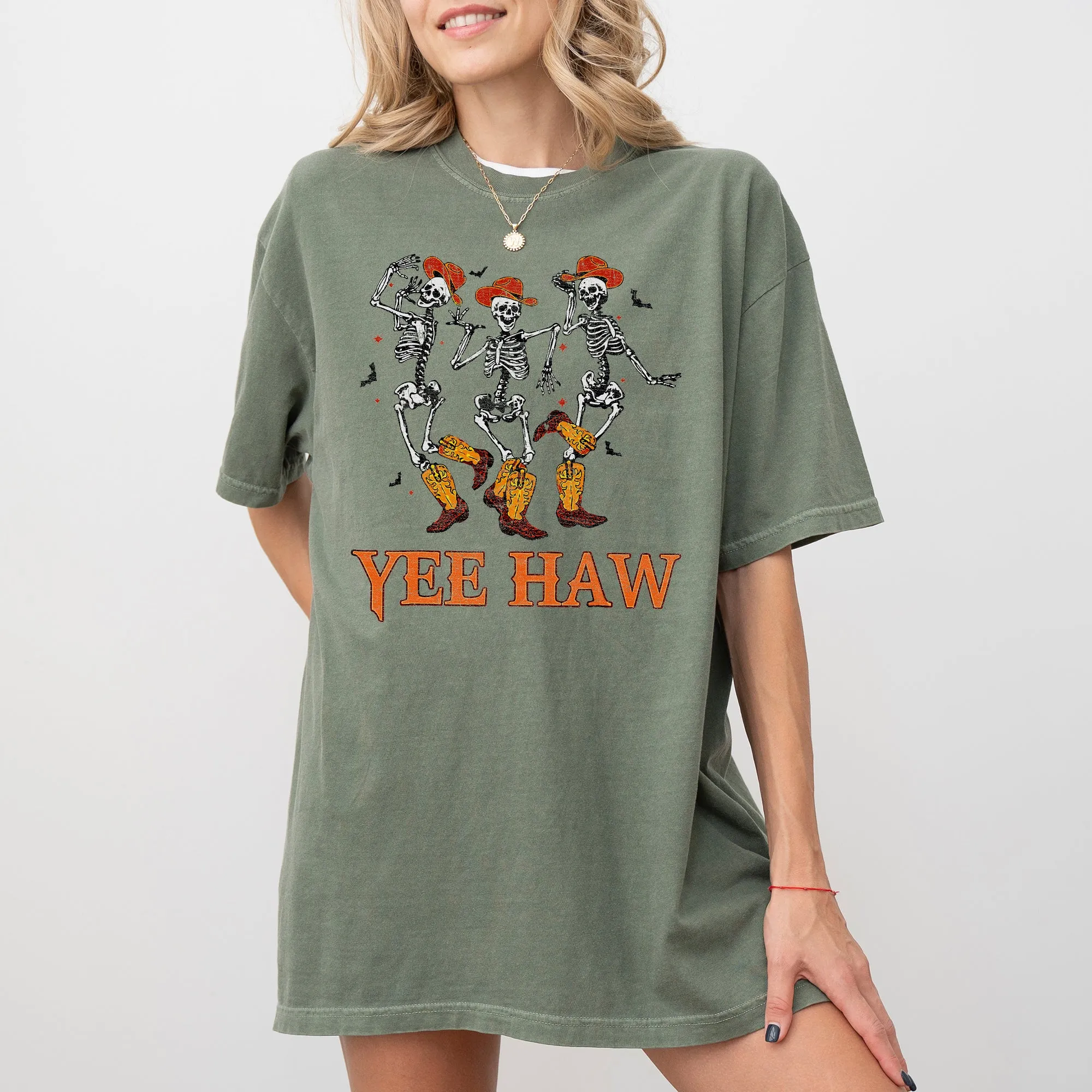 Yee Haw, Western, Cowboy, Skeleton, Ghost, Witch, Skull, Spooky, Aesthetic, Meme, Halloween, Costume, Tshirt Comfort Colors T-Shirt sold by Refinery Number One product image thumbnail 2