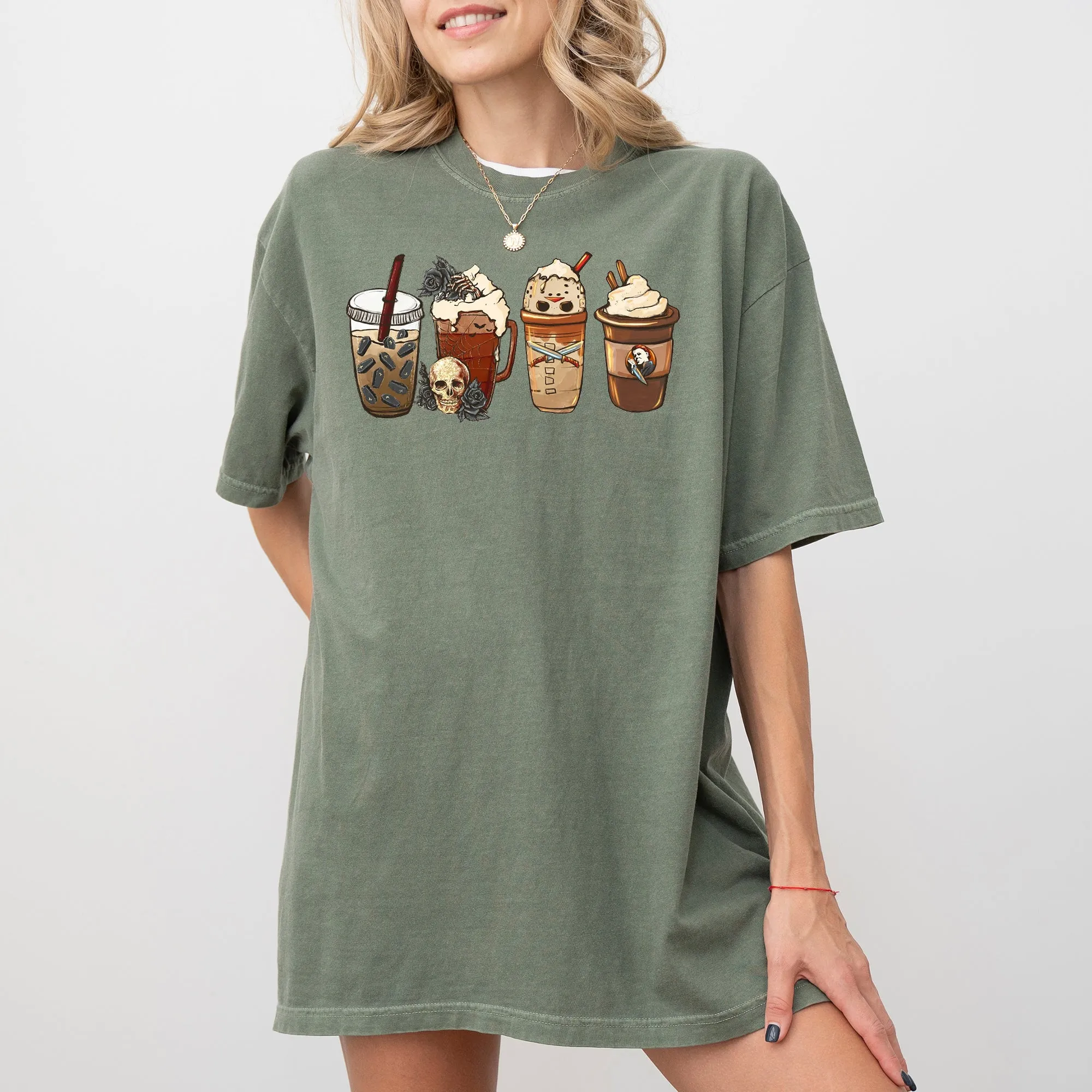 Halloween Coffee, Spooky, Skeleton, Ghost, Witch, Skull, Aesthetic, Meme, Halloween, Costume, Tshirt Comfort Colors T-Shirt sold by Refinery Number One product image thumbnail 4