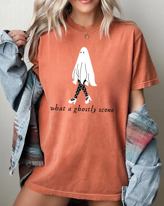 What A Ghostly Scene, Spooky, Skeleton, Ghost, Witch, Skull, Aesthetic, Meme, Halloween, Costume, Tshirt Comfort Colors T-Shirt sold by Refinery Number One