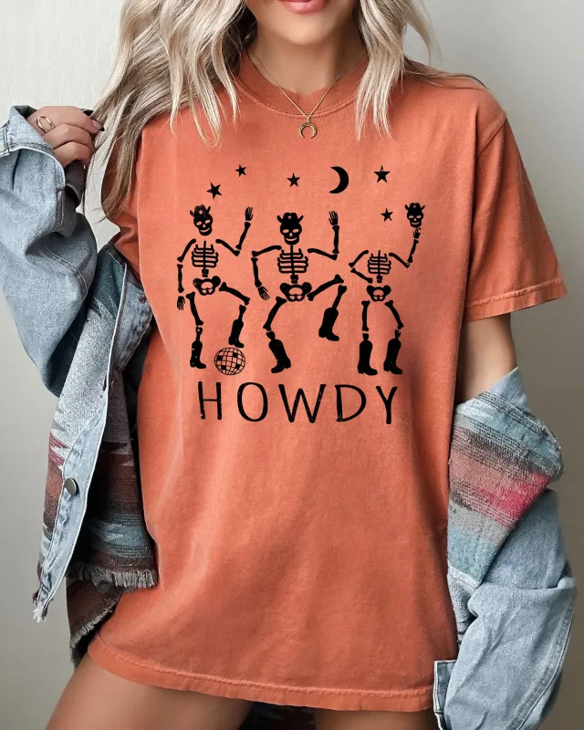 Dancing Skeletons, Howdy, Spooky, Ghost, Witch, Skull, Aesthetic, Meme, Halloween, Costume, Tshirt Comfort Colors T-Shirt sold by Refinery Number One