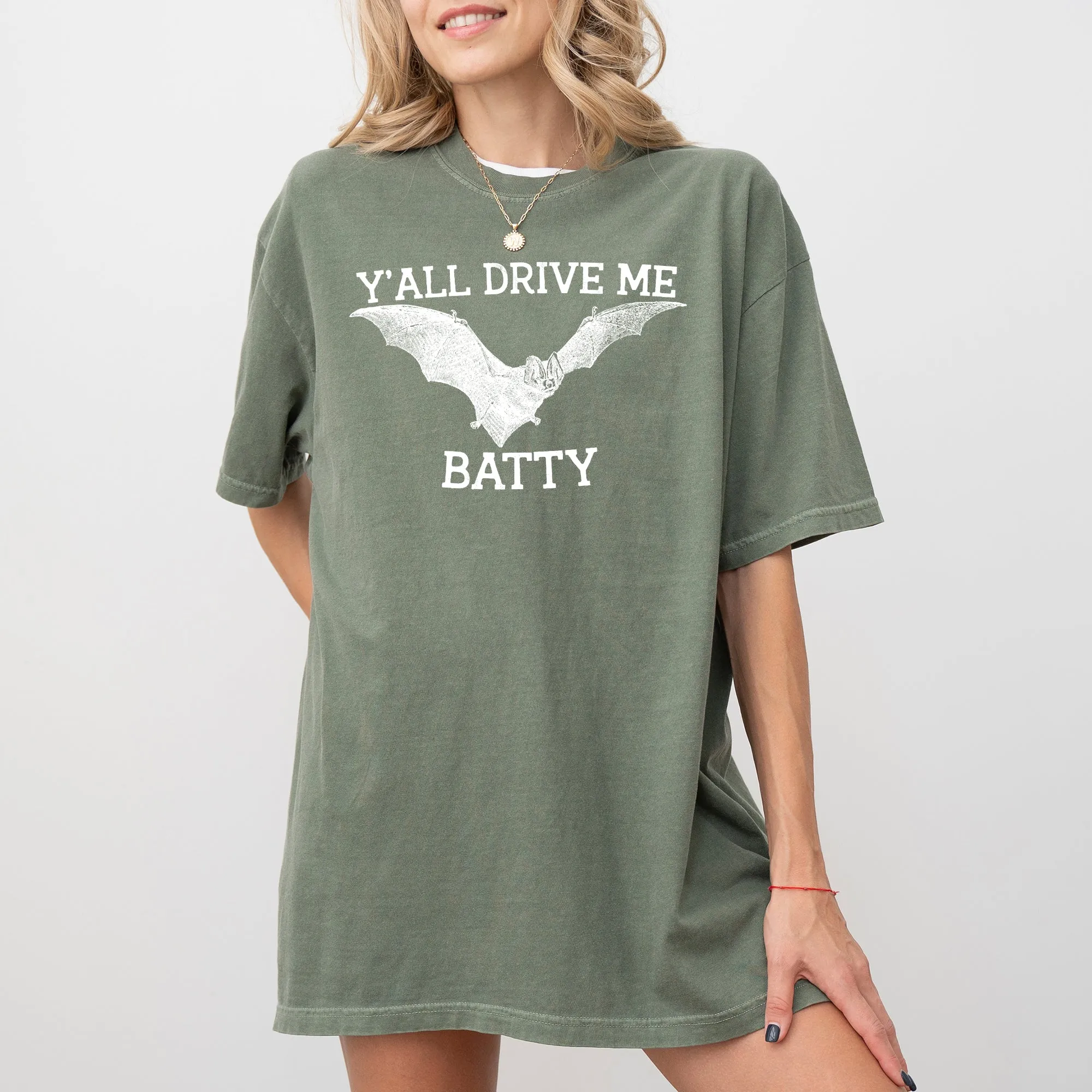 Y'All Drive Me Batty, Spooky, Bat, Ghost, Witch, Skull, Aesthetic, Meme, Halloween, Costume, Tshirt Comfort Colors T-Shirt sold by Refinery Number One product image thumbnail 4