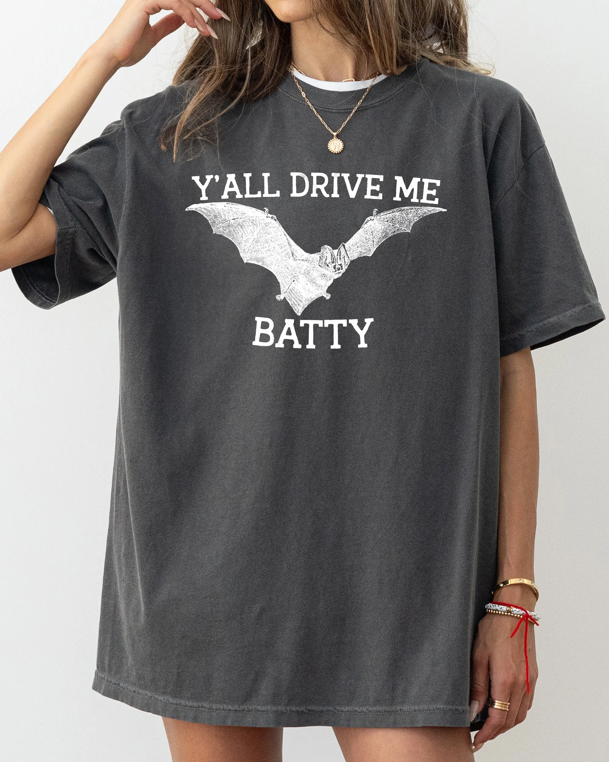 Y'All Drive Me Batty, Spooky, Bat, Ghost, Witch, Skull, Aesthetic, Meme, Halloween, Costume, Tshirt Comfort Colors T-Shirt sold by Refinery Number One product image thumbnail 5