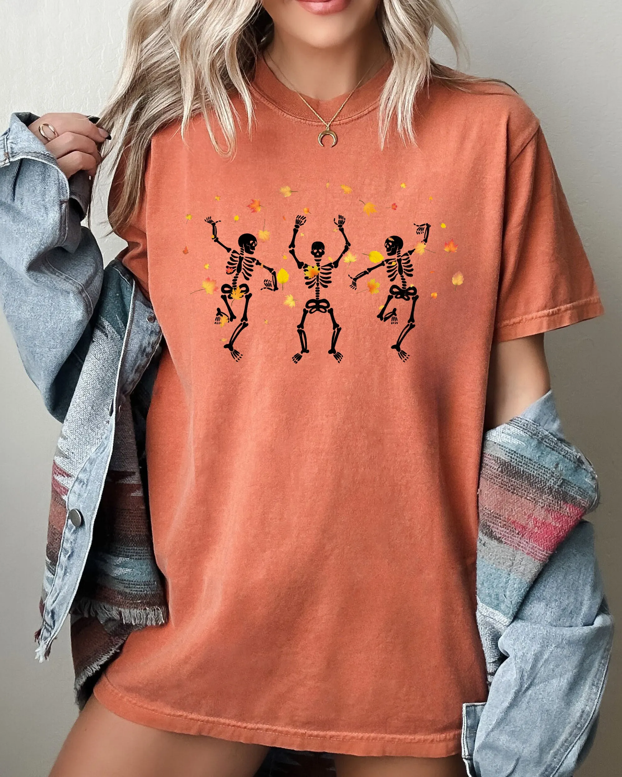 Fall Leaves Dancing, Skeletons, Ghost, Witch, Skull, Aesthetic, Meme, Halloween, Costume, Tshirt Comfort Colors T-Shirt sold by Refinery Number One product image thumbnail 4