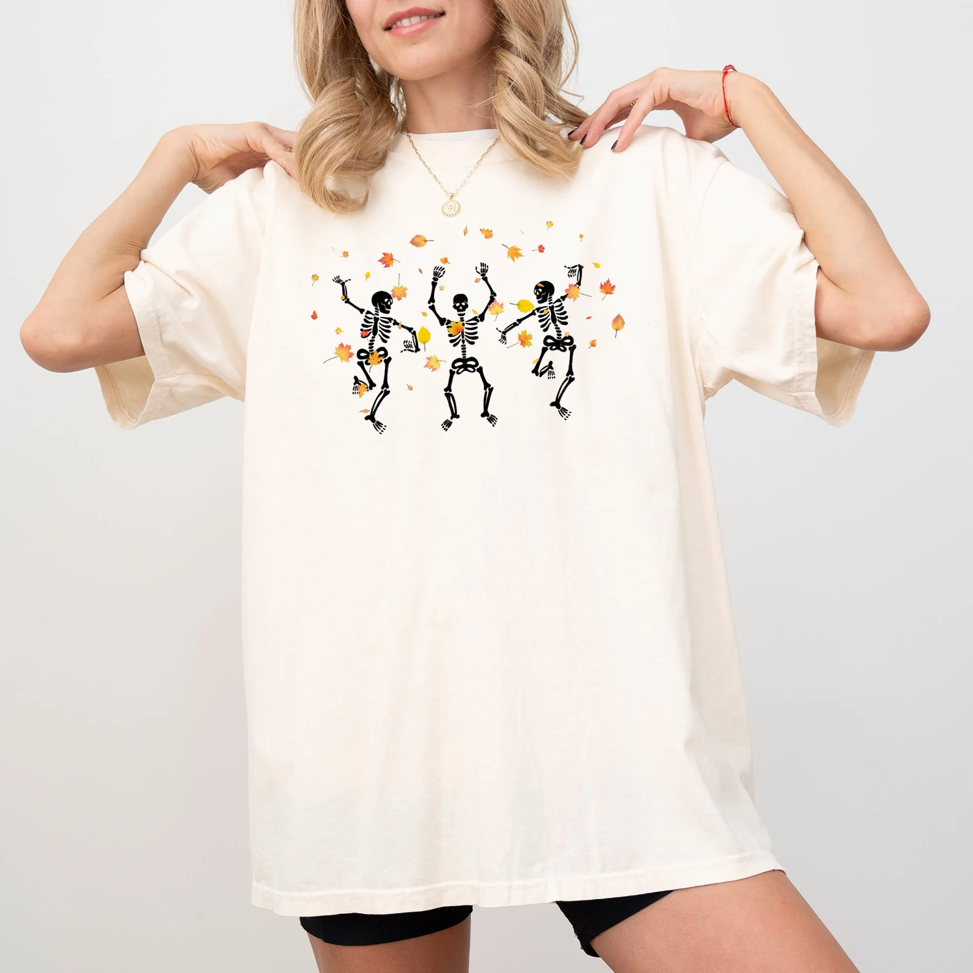 Fall Leaves Dancing, Skeletons, Ghost, Witch, Skull, Aesthetic, Meme, Halloween, Costume, Tshirt Comfort Colors T-Shirt sold by Refinery Number One product image thumbnail 3