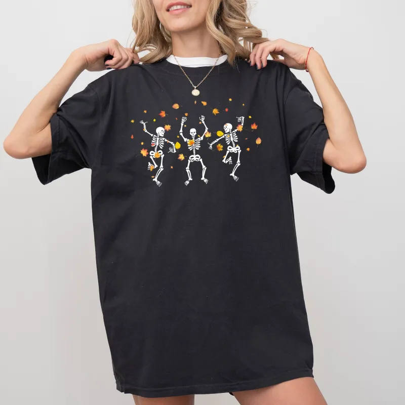 Fall Leaves Dancing, Skeletons, Ghost, Witch, Skull, Aesthetic, Meme, Halloween, Costume, Tshirt Comfort Colors T-Shirt sold by Refinery Number One