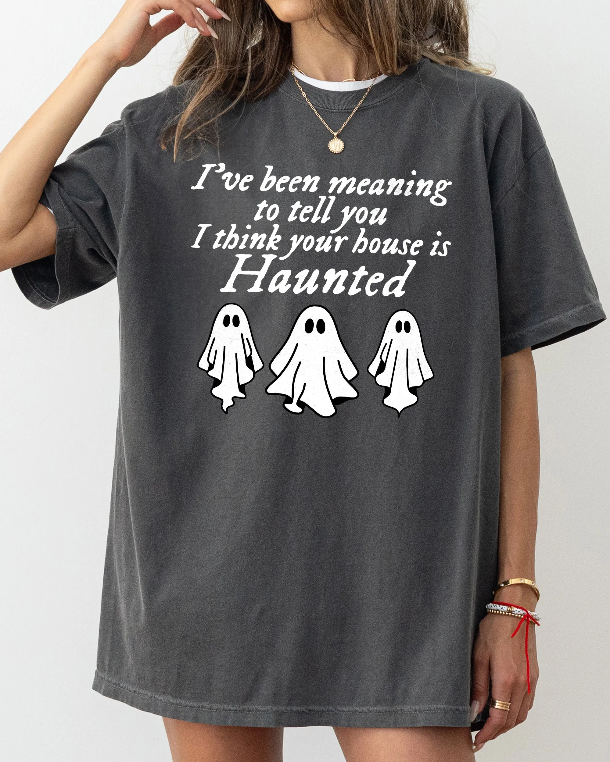 Mini Ghosts Haunted House Skeleton Witch Skull Spooky Halloween Meme Costume Comfort Colors Tee sold by Refinery Number One product image thumbnail 2