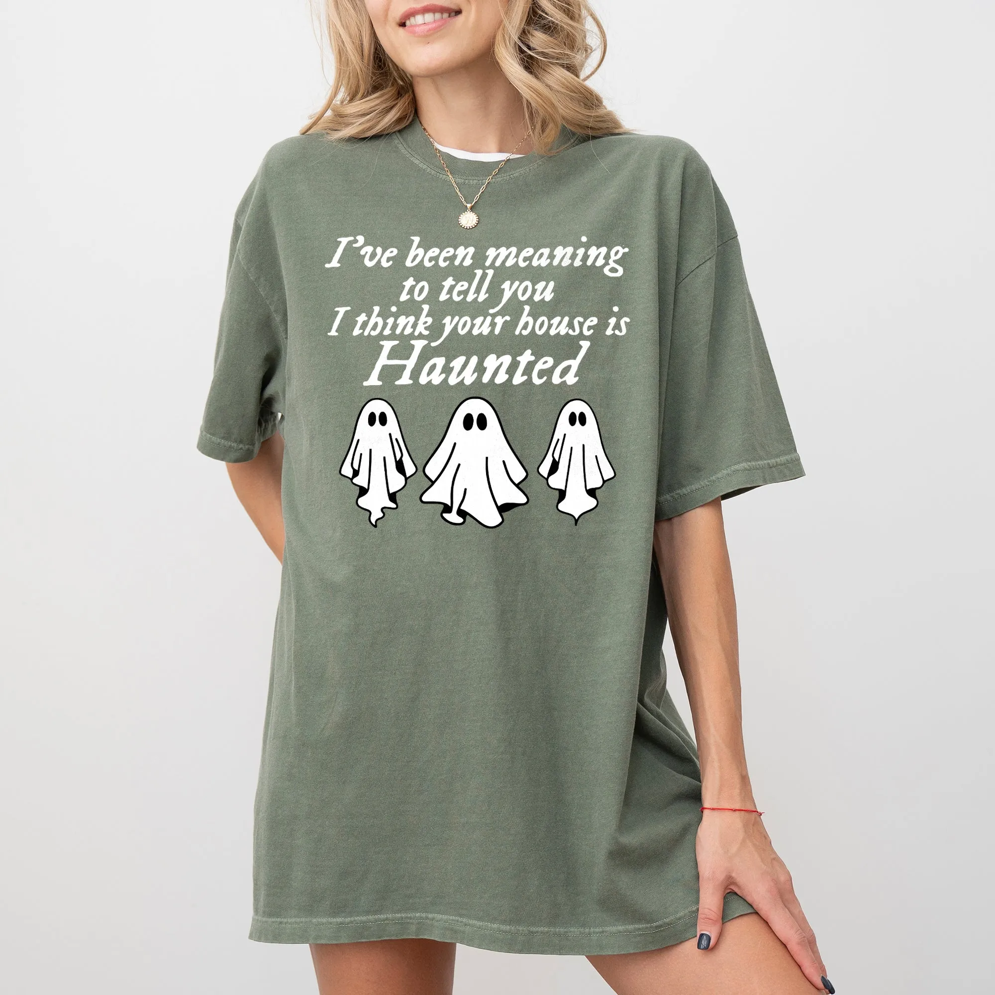 Mini Ghosts Haunted House Skeleton Witch Skull Spooky Halloween Meme Costume Comfort Colors Tee sold by Refinery Number One product image thumbnail 5