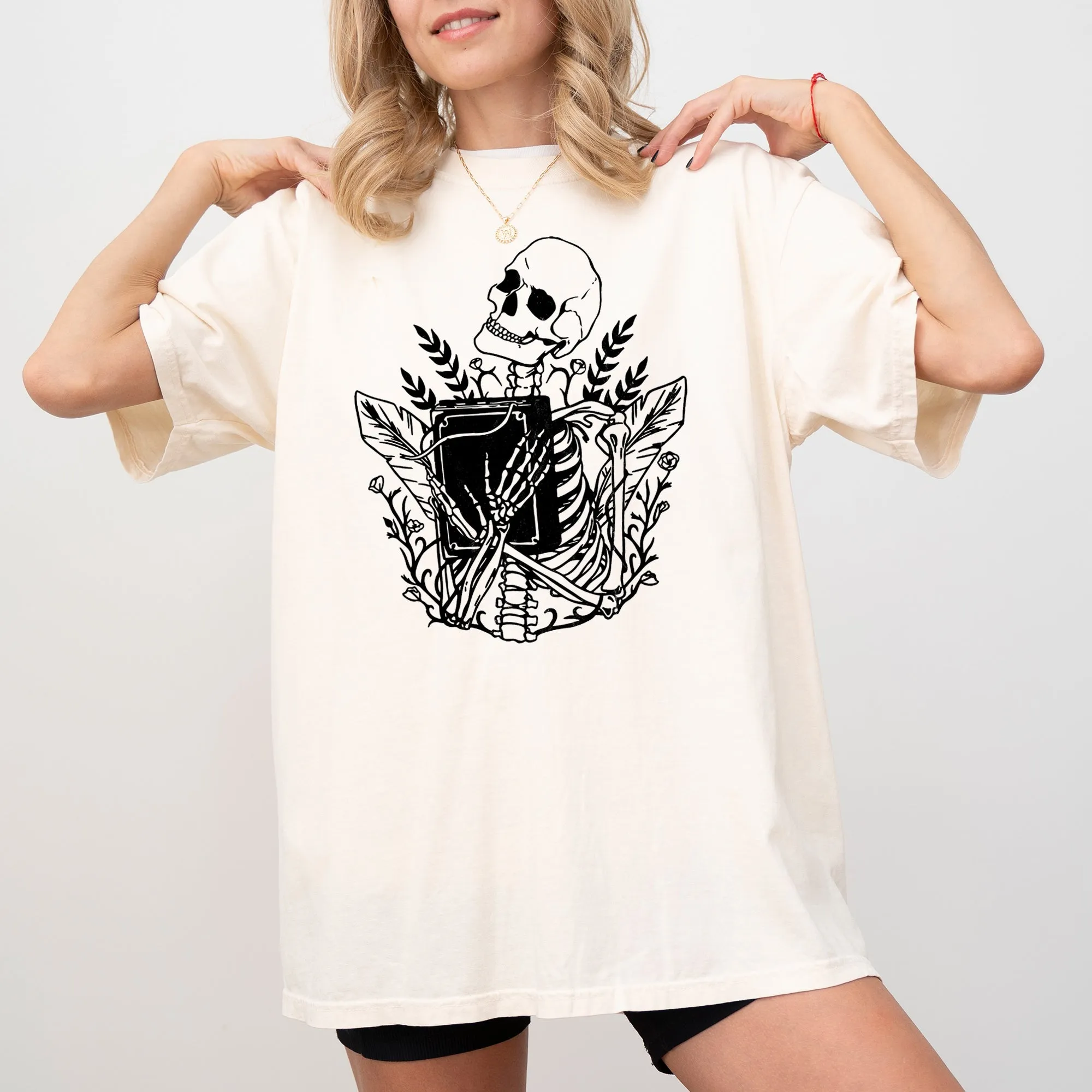 Reading Skeleton, Witch, Ghost, Skull, Spooky, Aesthetic, Meme, Halloween, Costume, Tshirt Comfort Colors T-Shirt sold by Refinery Number One product image thumbnail 2