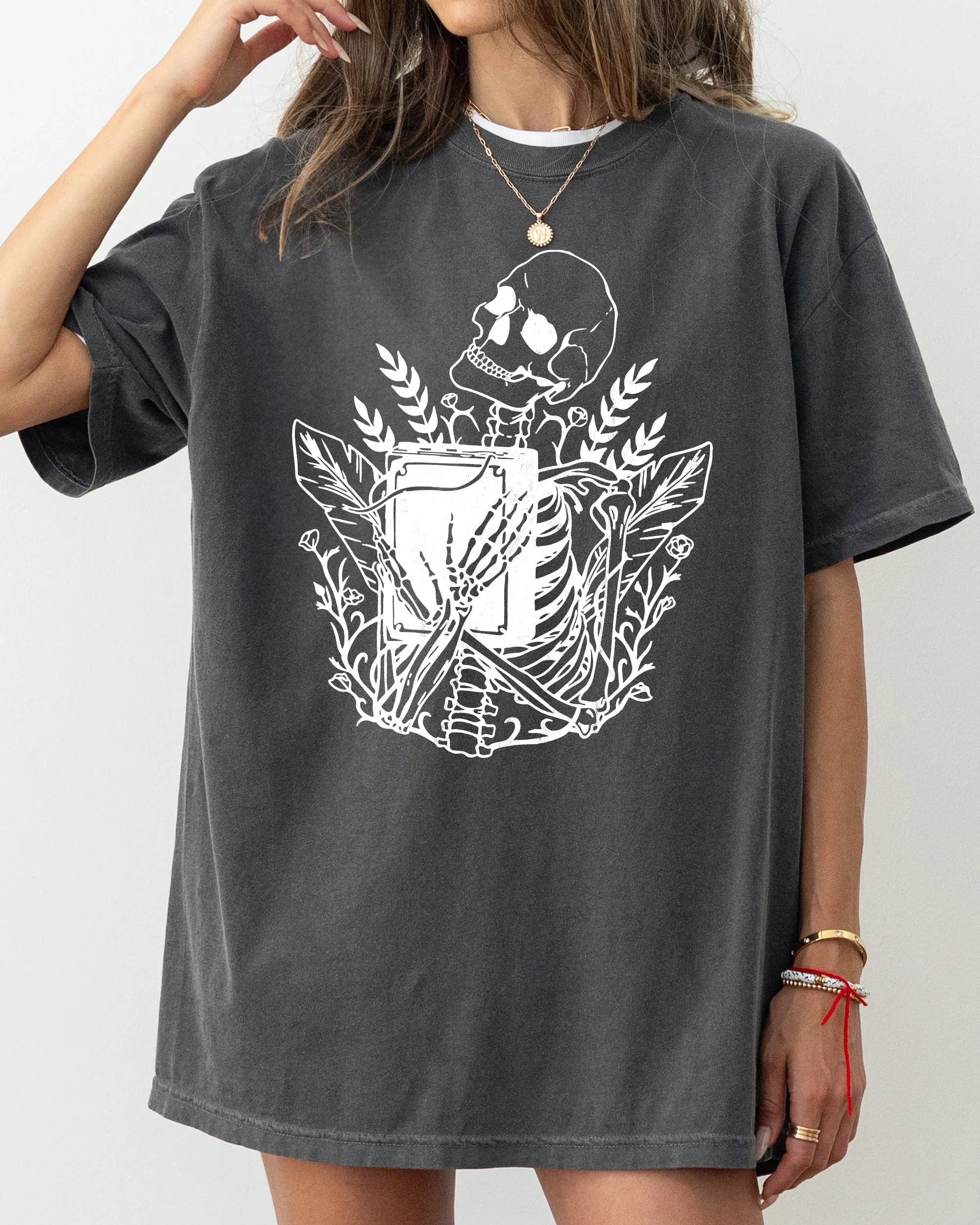 Reading Skeleton, Witch, Ghost, Skull, Spooky, Aesthetic, Meme, Halloween, Costume, Tshirt Comfort Colors T-Shirt sold by Refinery Number One product image thumbnail 5