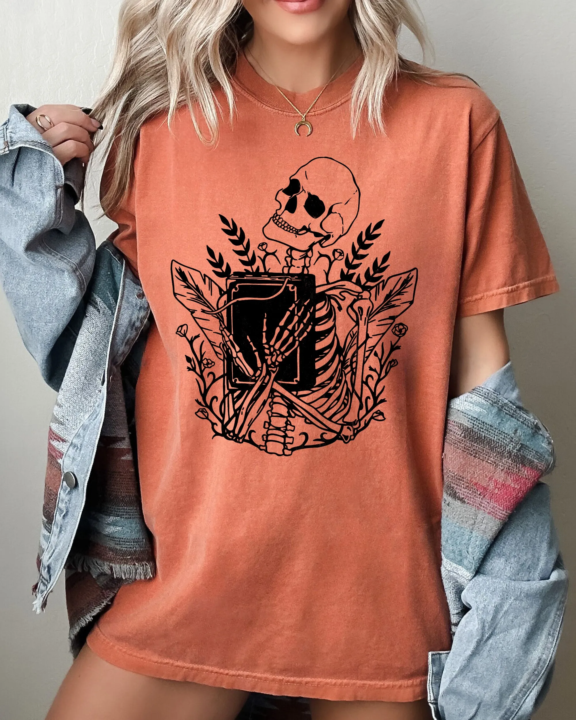 Reading Skeleton, Witch, Ghost, Skull, Spooky, Aesthetic, Meme, Halloween, Costume, Tshirt Comfort Colors T-Shirt sold by Refinery Number One