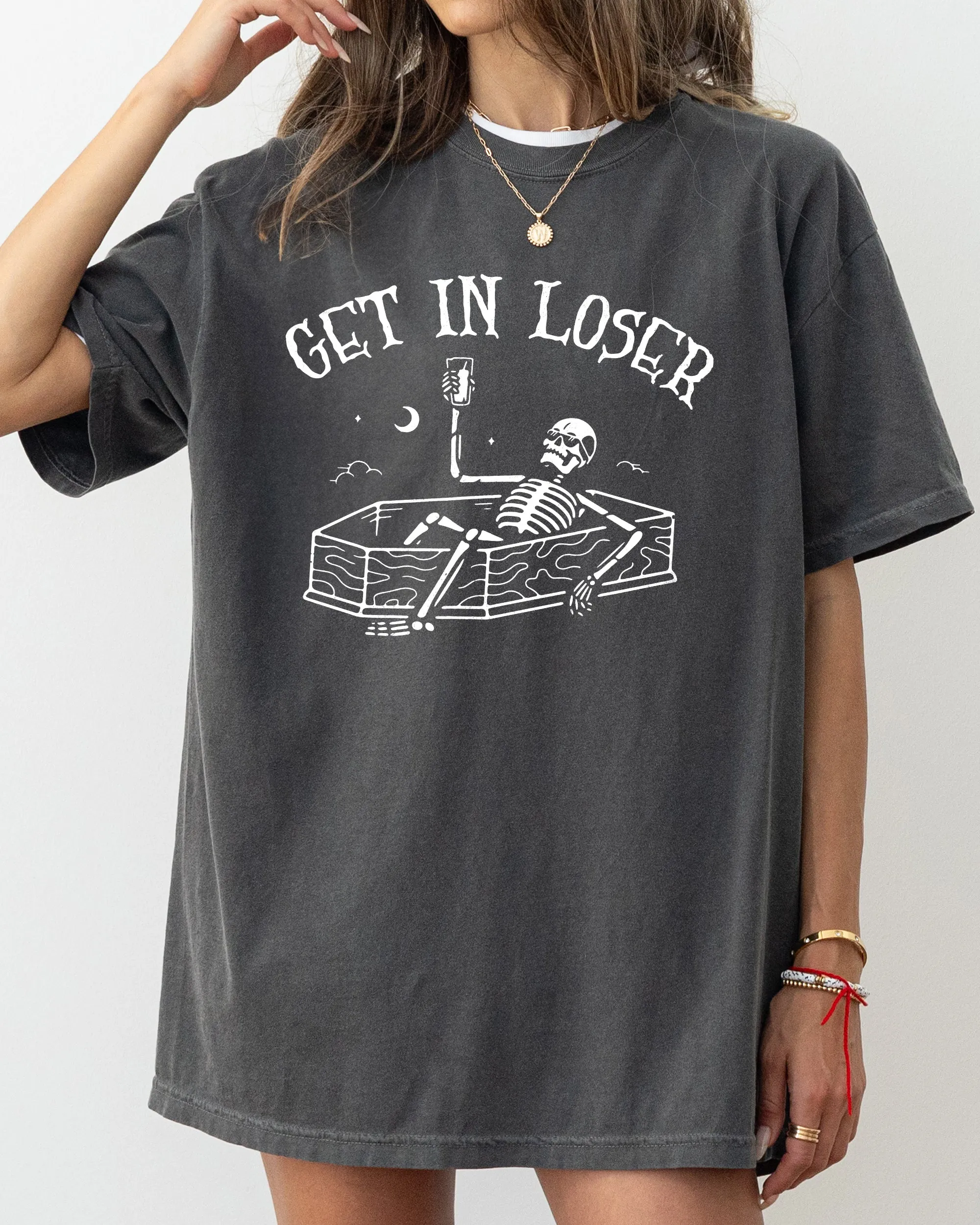 Get In Loser, Skeleton, Witch, Ghost, Skull, Spooky, Aesthetic, Meme, Halloween, Costume, Tshirt Comfort Colors T-Shirt sold by Refinery Number One