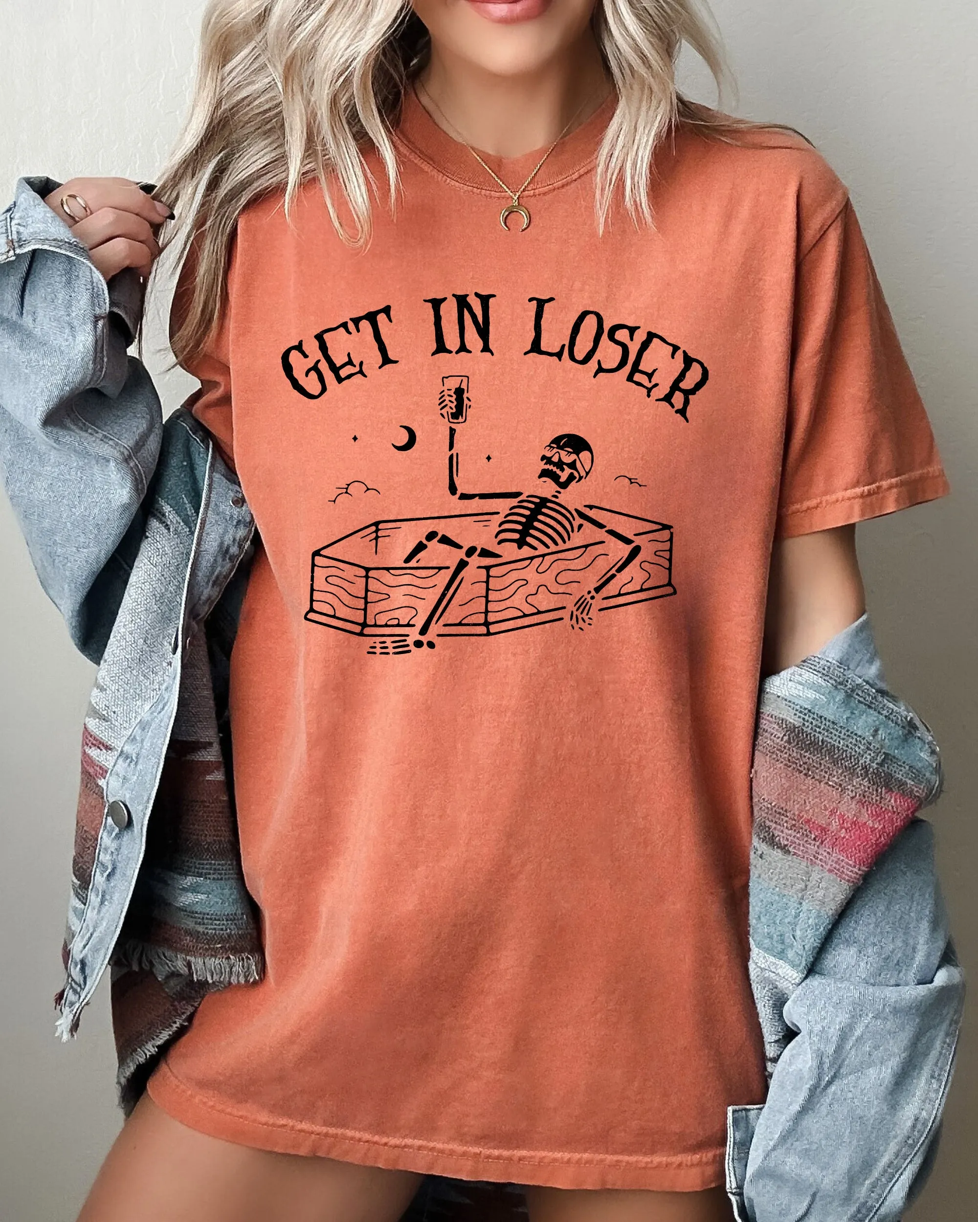 Get In Loser, Skeleton, Witch, Ghost, Skull, Spooky, Aesthetic, Meme, Halloween, Costume, Tshirt Comfort Colors T-Shirt sold by Refinery Number One product image thumbnail 3
