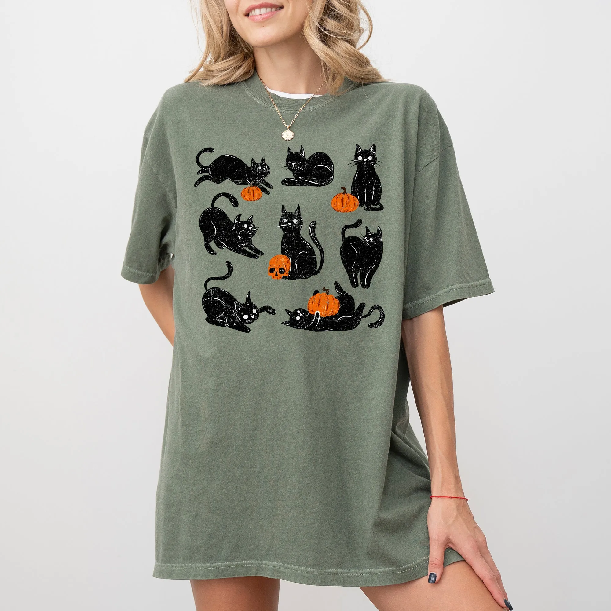 Mini Cats and Pumpkins, Skeleton, Witch, Ghost, Skull, Spooky, Aesthetic, Meme, Halloween, Costume, Tshirt Comfort Colors T-Shirt sold by Refinery Number One product image thumbnail 3