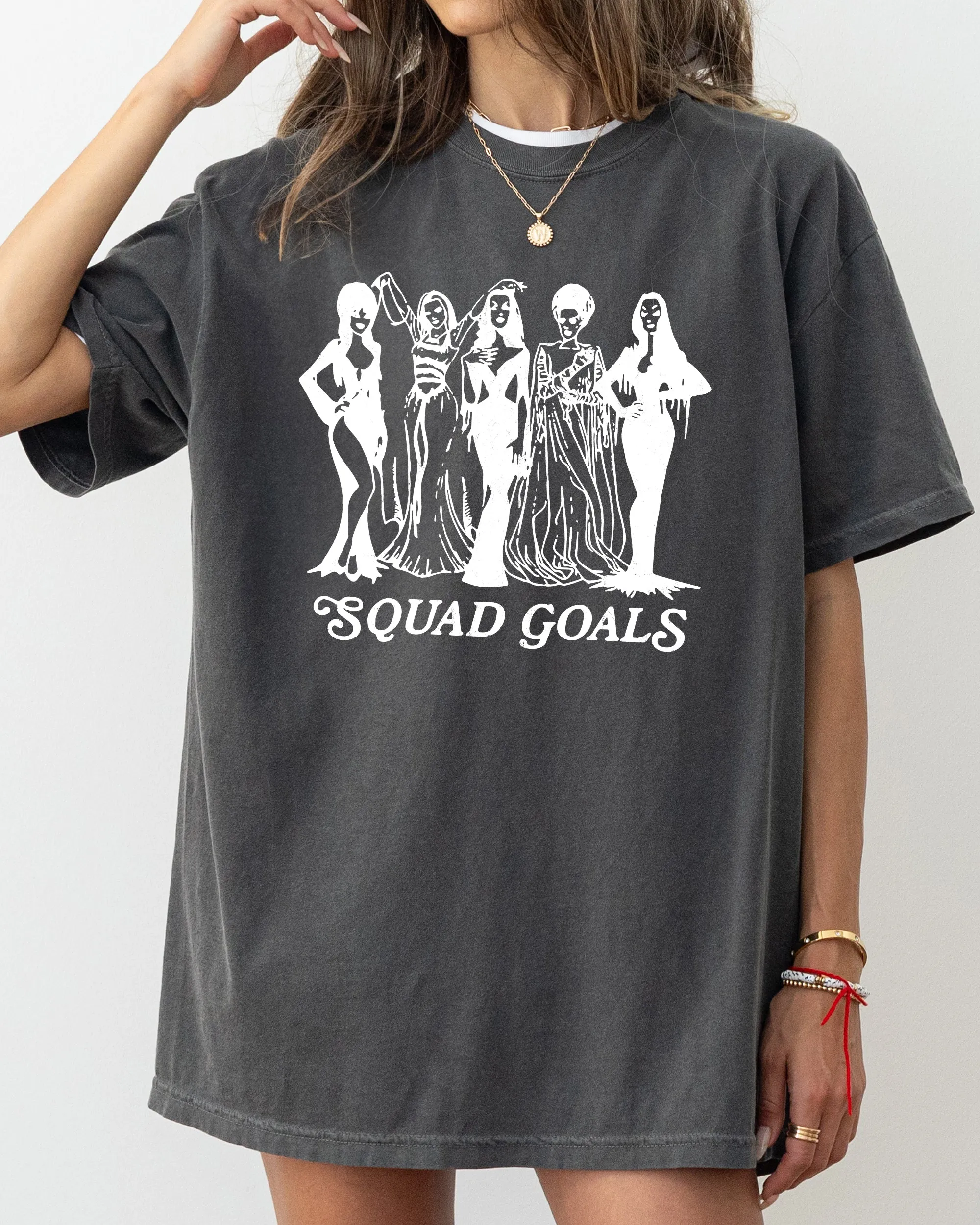 Squad Goals, Skeleton, Ghost, Witch, Skull, Spooky, Aesthetic, Meme, Halloween, Costume, Tshirt Comfort Colors T-Shirt sold by Refinery Number One product image thumbnail 5