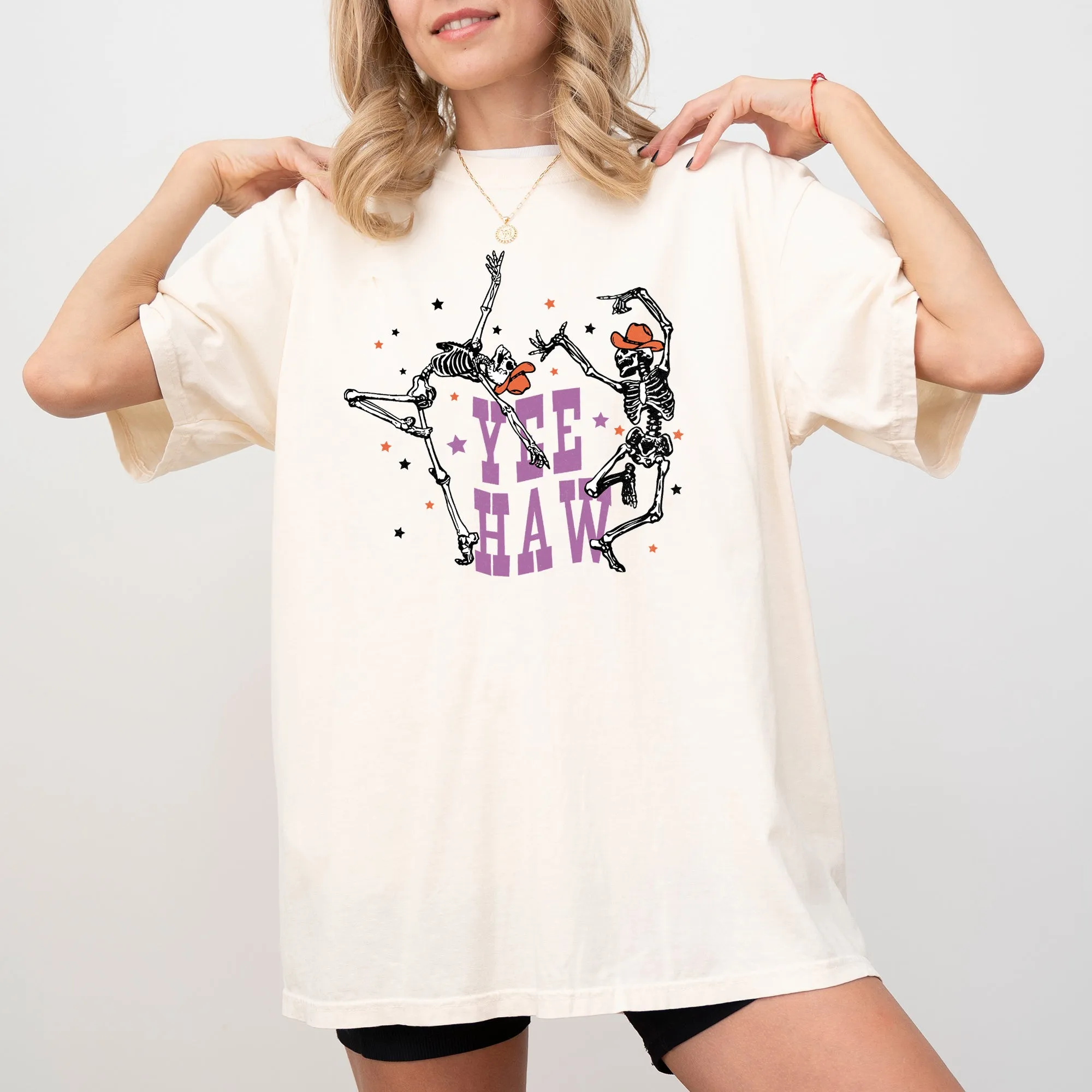 Yee Haw, Dancing Skeletons, Western, Witch, Skull, Aesthetic, Meme, Halloween, Costume, Tshirt Comfort Colors T-Shirt sold by Refinery Number One