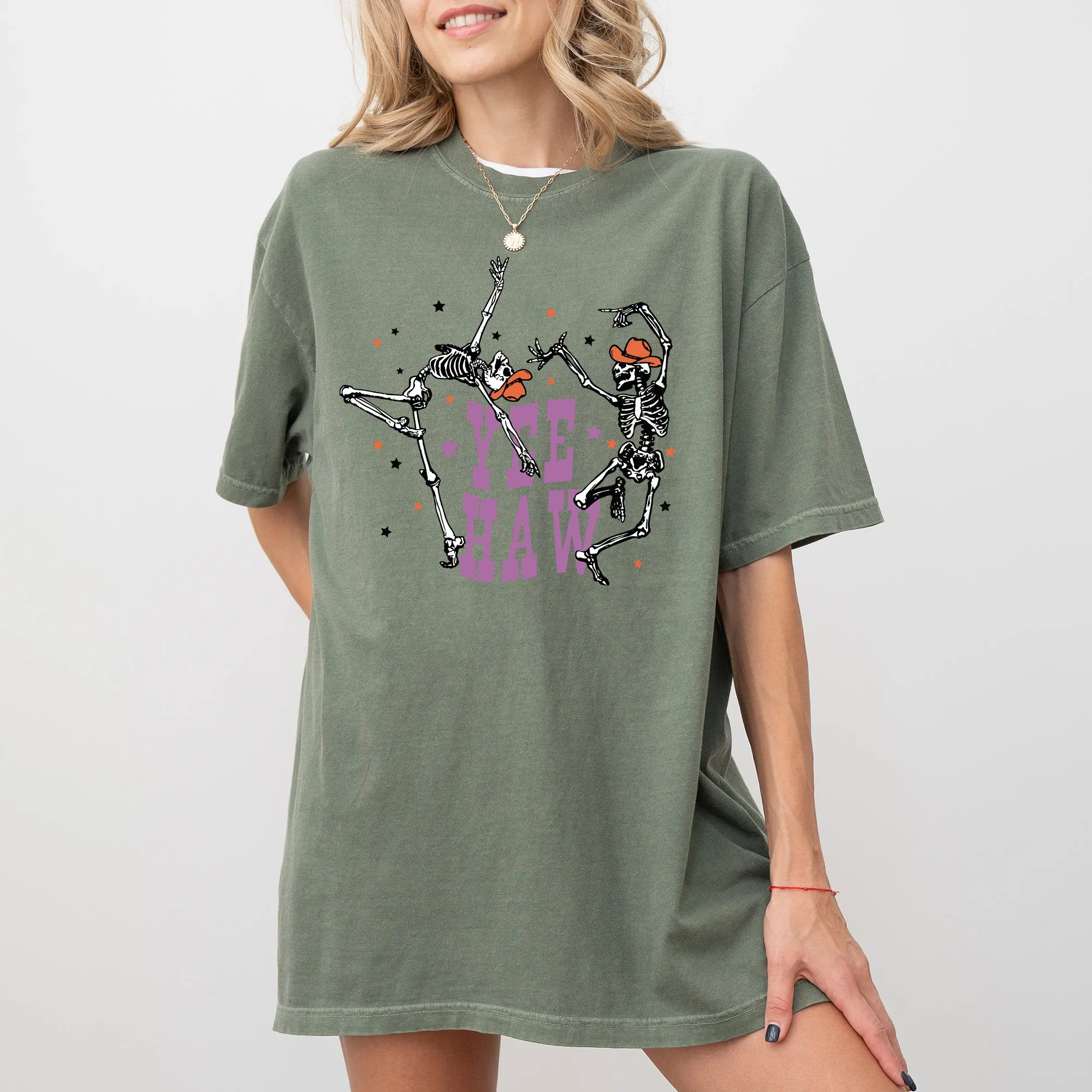 Yee Haw, Dancing Skeletons, Western, Witch, Skull, Aesthetic, Meme, Halloween, Costume, Tshirt Comfort Colors T-Shirt sold by Refinery Number One product image thumbnail 3