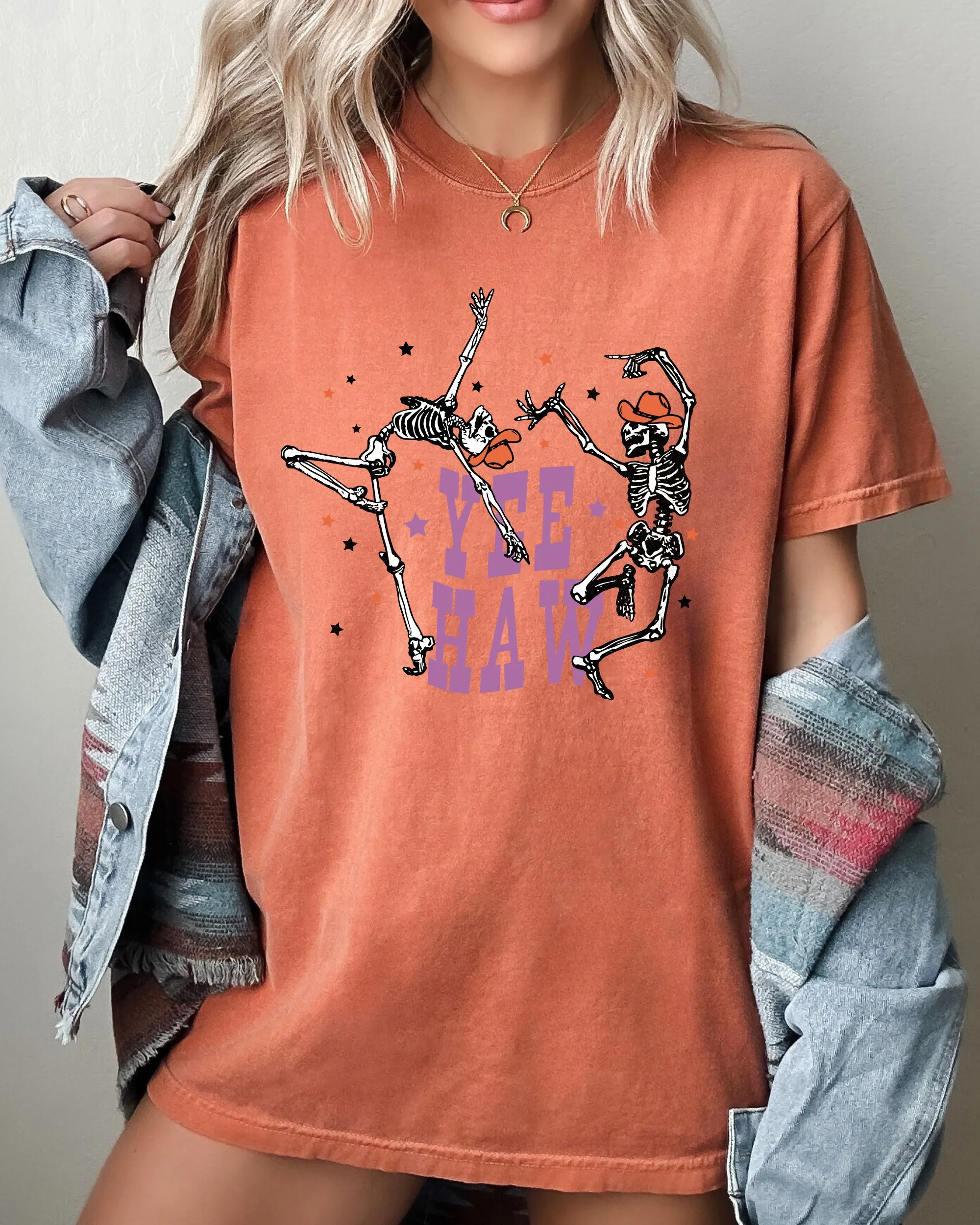 Yee Haw, Dancing Skeletons, Western, Witch, Skull, Aesthetic, Meme, Halloween, Costume, Tshirt Comfort Colors T-Shirt sold by Refinery Number One product image thumbnail 4