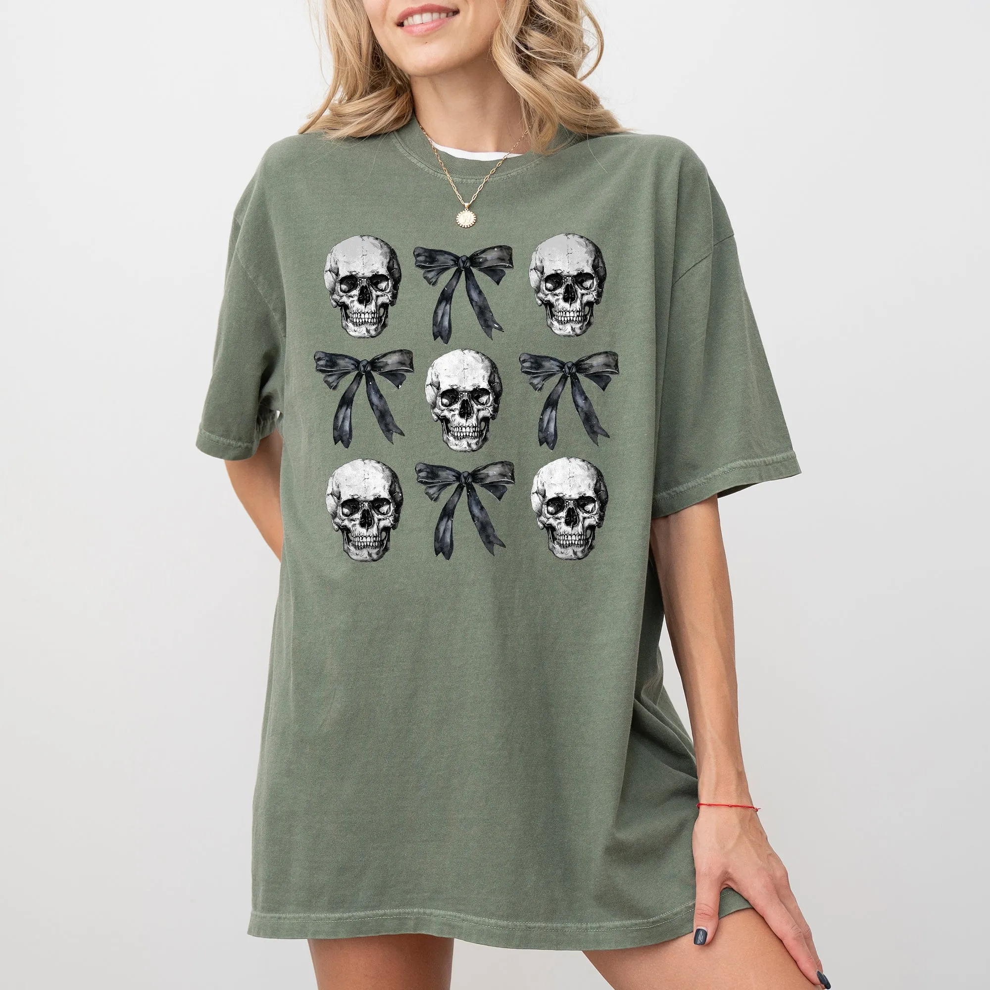 Bows and Skulls, Skeleton, Ghost, Western, Witch, Aesthetic, Meme, Halloween, Costume, Tshirt Comfort Colors T-Shirt sold by Refinery Number One product image thumbnail 4