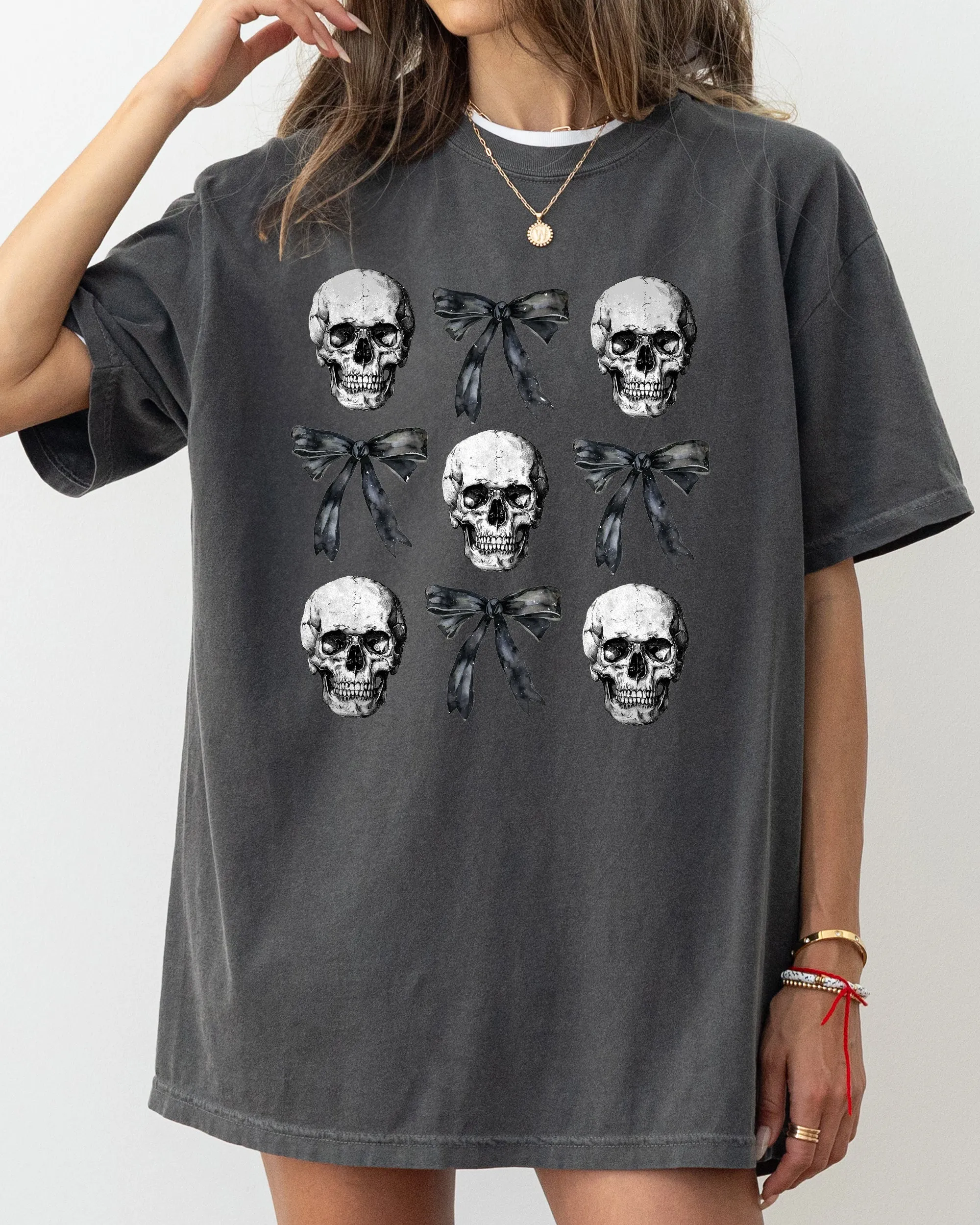Bows and Skulls, Skeleton, Ghost, Western, Witch, Aesthetic, Meme, Halloween, Costume, Tshirt Comfort Colors T-Shirt sold by Refinery Number One product image thumbnail 3