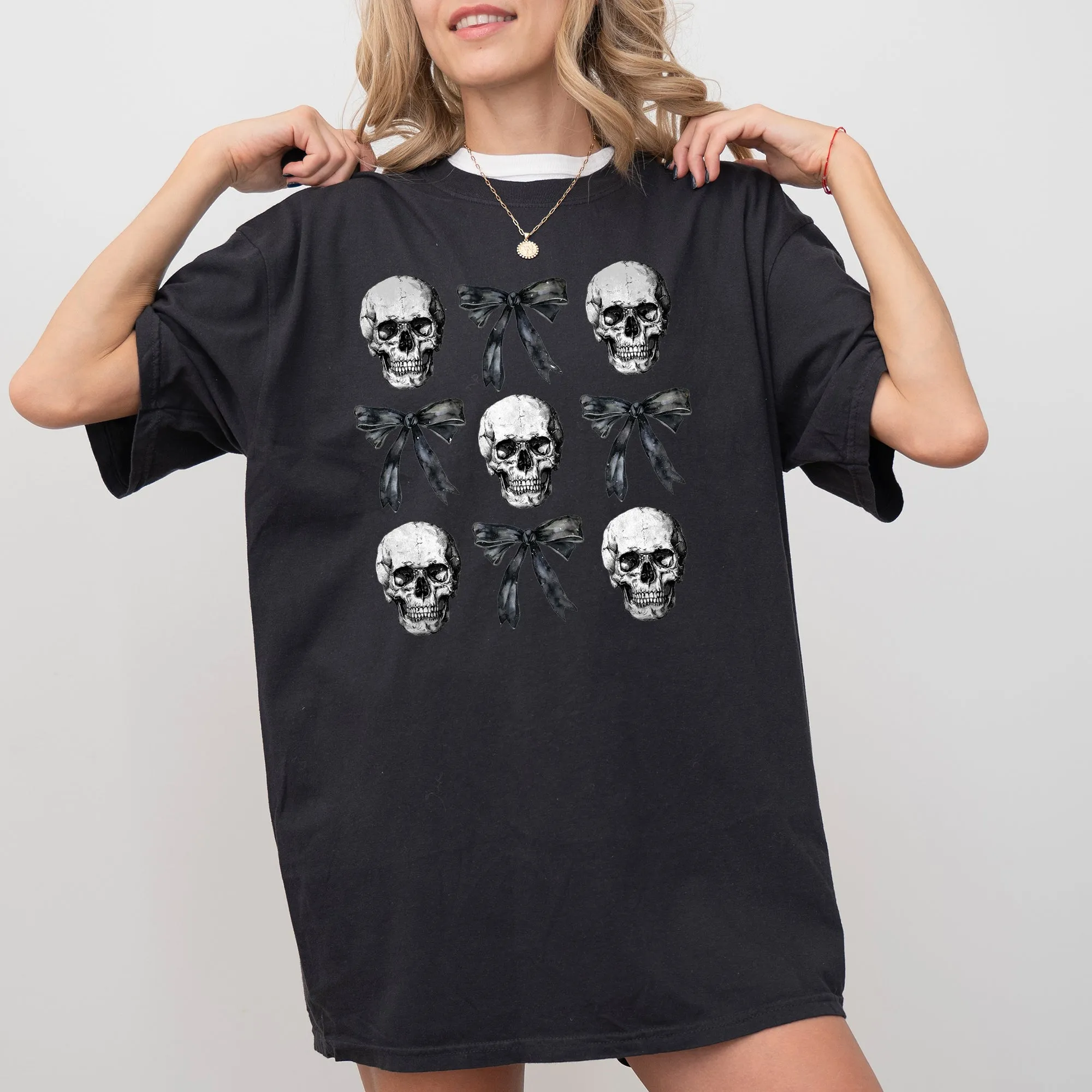 Bows and Skulls, Skeleton, Ghost, Western, Witch, Aesthetic, Meme, Halloween, Costume, Tshirt Comfort Colors T-Shirt sold by Refinery Number One product image thumbnail 5