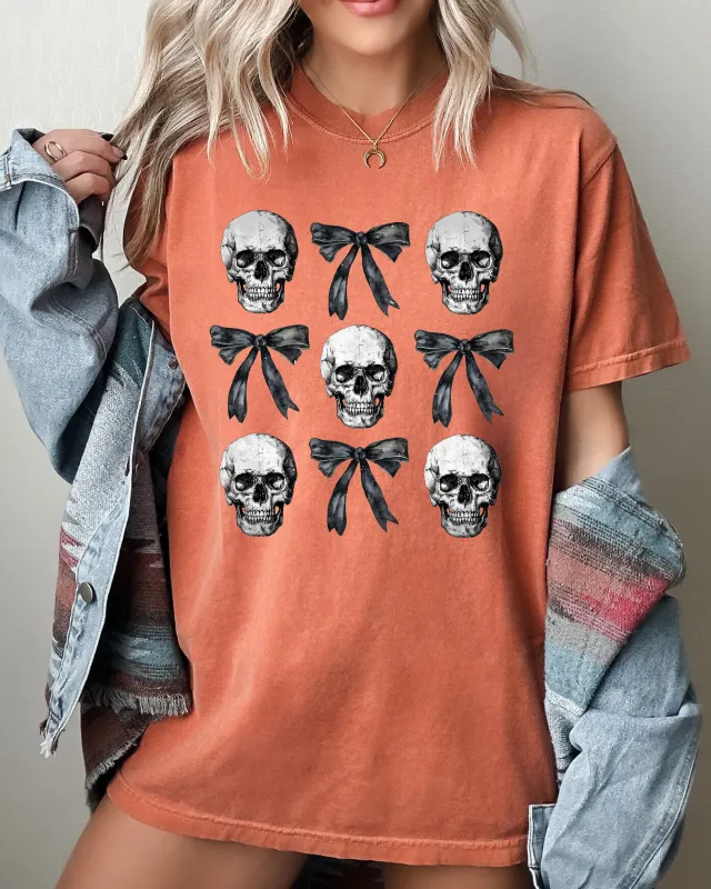 Bows and Skulls, Skeleton, Ghost, Western, Witch, Aesthetic, Meme, Halloween, Costume, Tshirt Comfort Colors T-Shirt sold by Refinery Number One