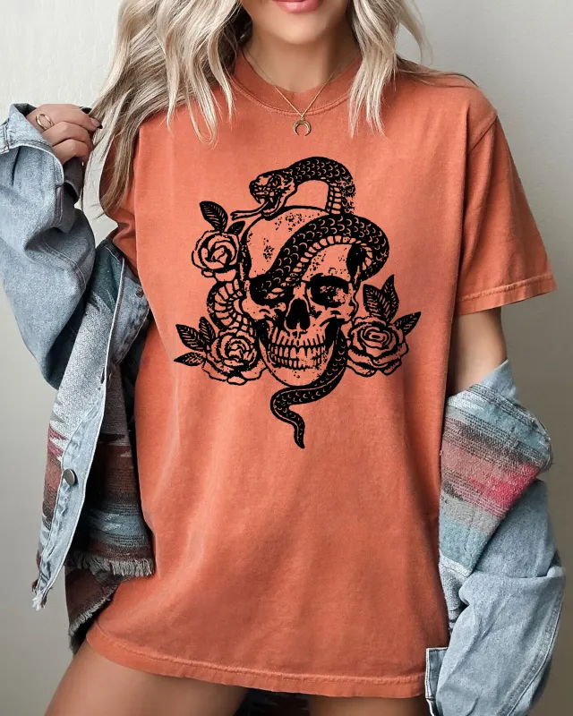 Skull, Roses, Snake, Skeleton, Ghost, Western, Witch, Aesthetic, Meme, Halloween, Costume, Tshirt Comfort Colors T-Shirt sold by Refinery Number One