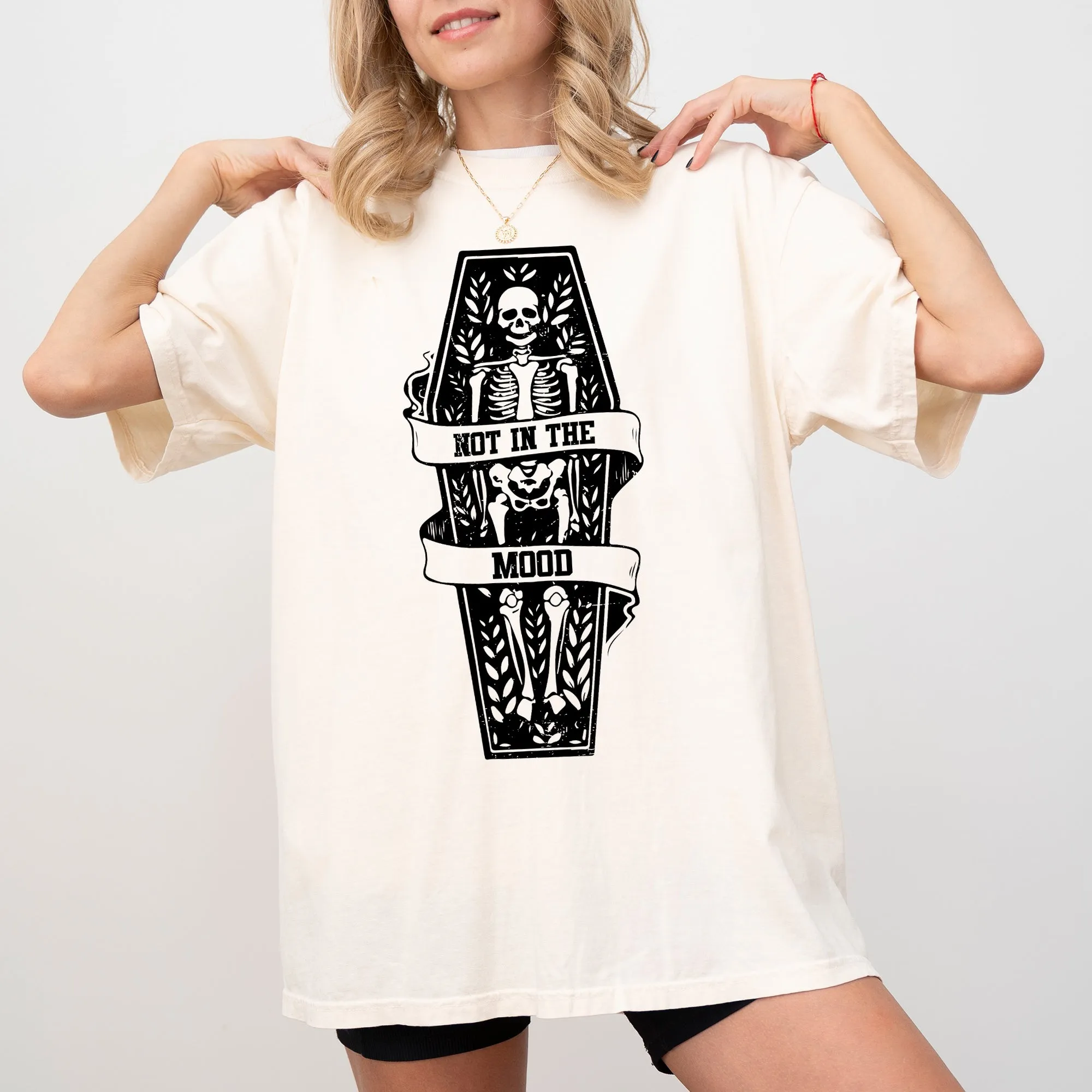 Not In The Mood, Coffin, Skull, Skeleton, Ghost, Western, Witch, Aesthetic, Meme, Halloween, Costume, Tshirt Comfort Colors T-Shirt sold by Refinery Number One