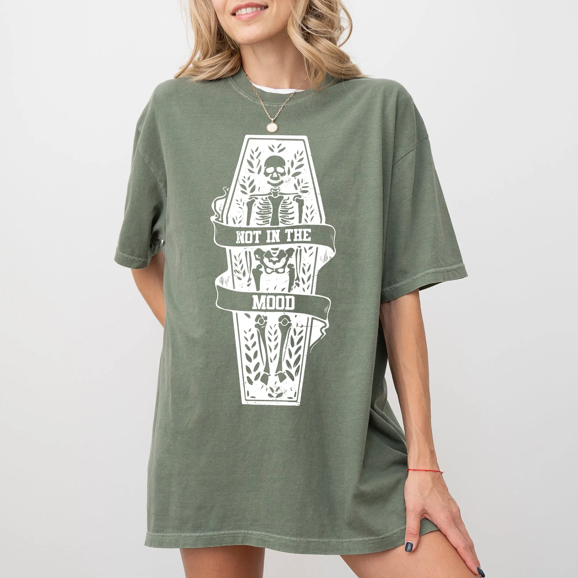 Not In The Mood, Coffin, Skull, Skeleton, Ghost, Western, Witch, Aesthetic, Meme, Halloween, Costume, Tshirt Comfort Colors T-Shirt sold by Refinery Number One product image thumbnail 4