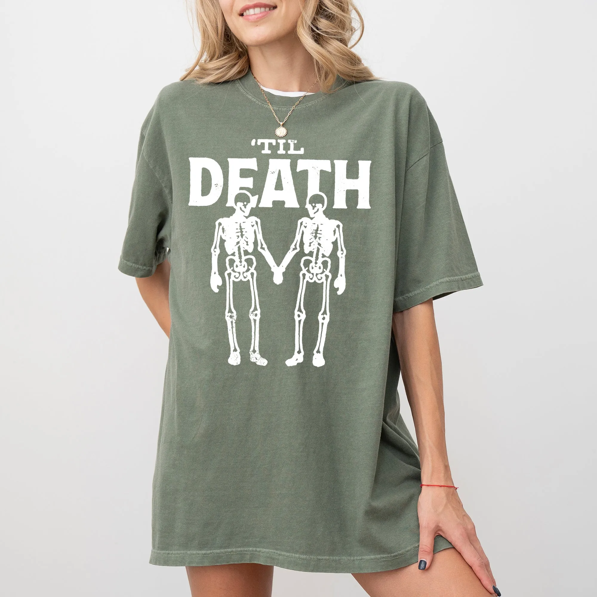 Til Death, Skeleton Lovers, Skull, Ghost, Western, Witch, Aesthetic, Meme, Halloween, Costume, Tshirt Comfort Colors T-Shirt sold by Refinery Number One product image thumbnail 5