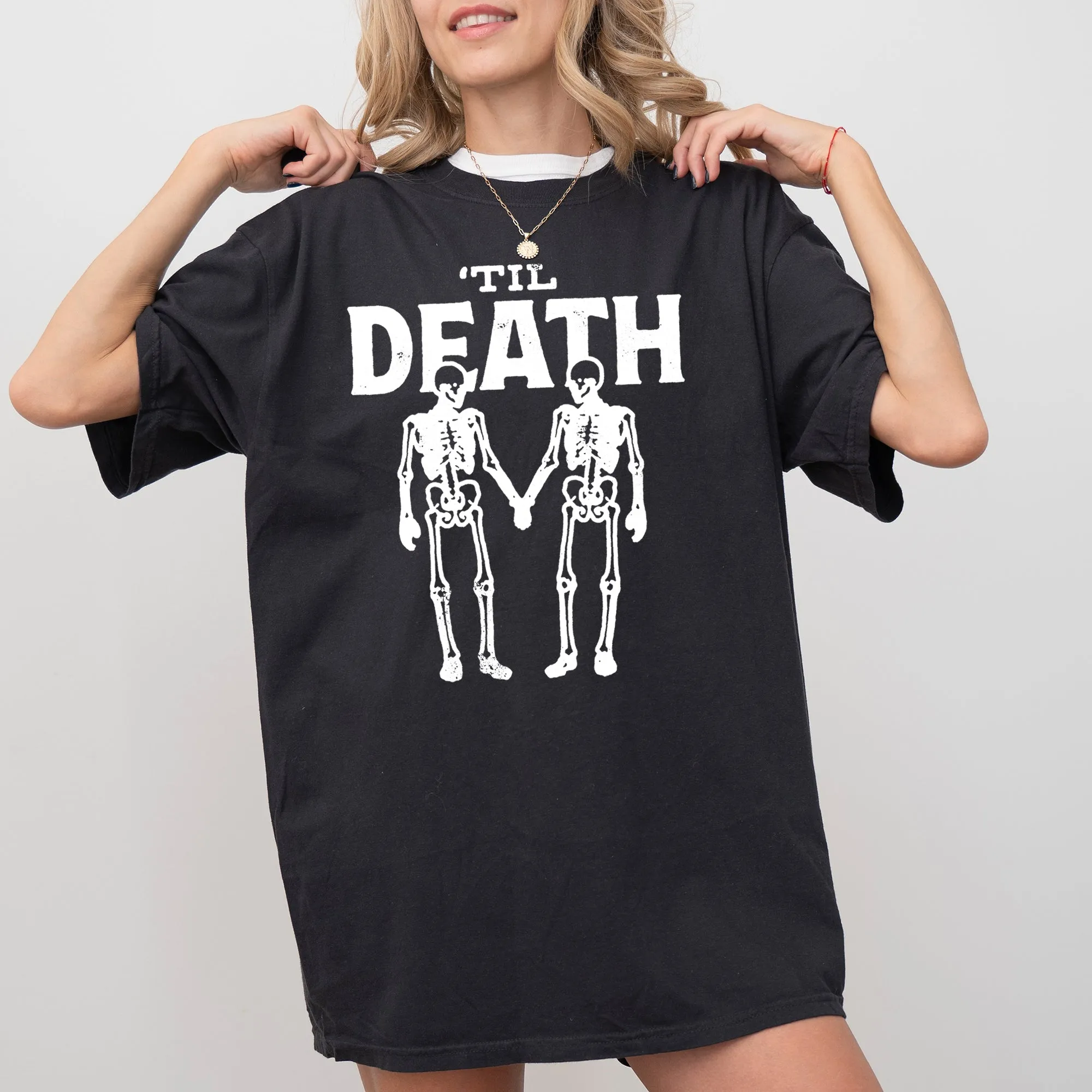 Til Death, Skeleton Lovers, Skull, Ghost, Western, Witch, Aesthetic, Meme, Halloween, Costume, Tshirt Comfort Colors T-Shirt sold by Refinery Number One product image thumbnail 4