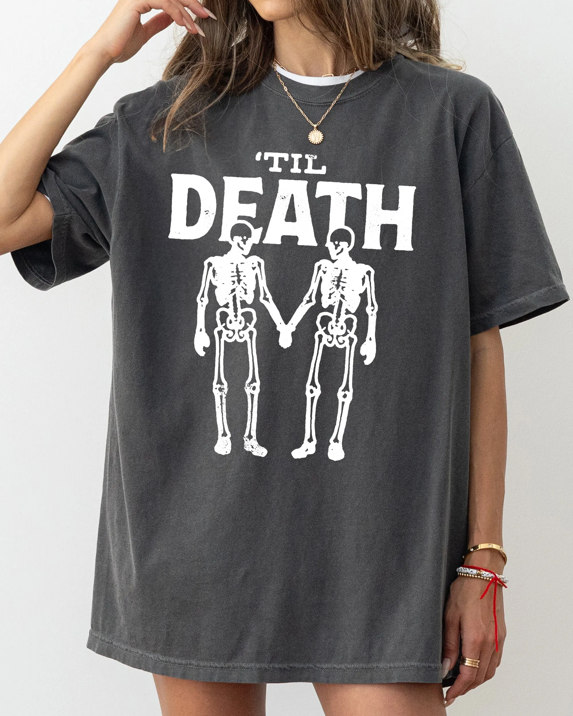 Til Death, Skeleton Lovers, Skull, Ghost, Western, Witch, Aesthetic, Meme, Halloween, Costume, Tshirt Comfort Colors T-Shirt sold by Refinery Number One product image thumbnail 2