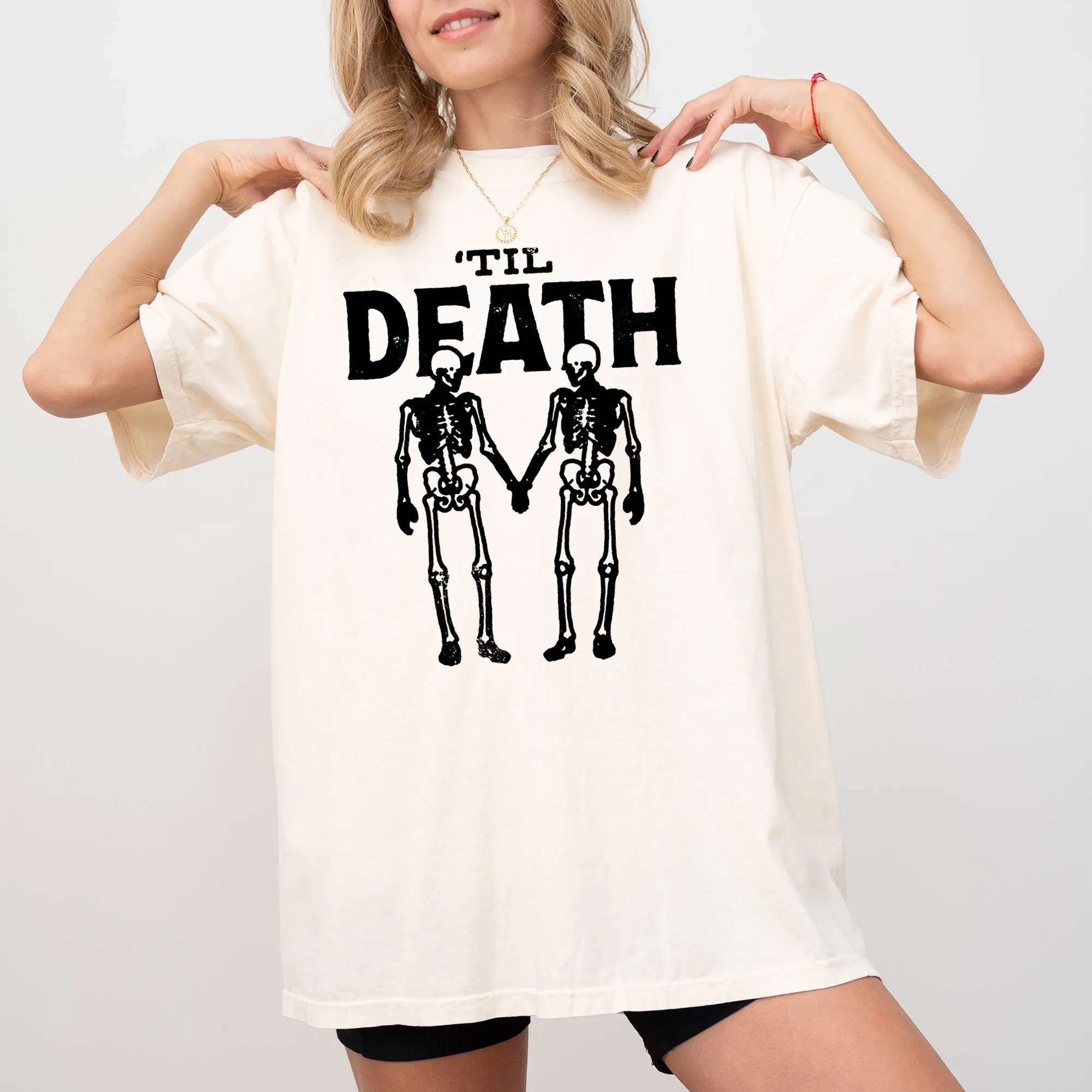 Til Death, Skeleton Lovers, Skull, Ghost, Western, Witch, Aesthetic, Meme, Halloween, Costume, Tshirt Comfort Colors T-Shirt sold by Refinery Number One product image thumbnail 3