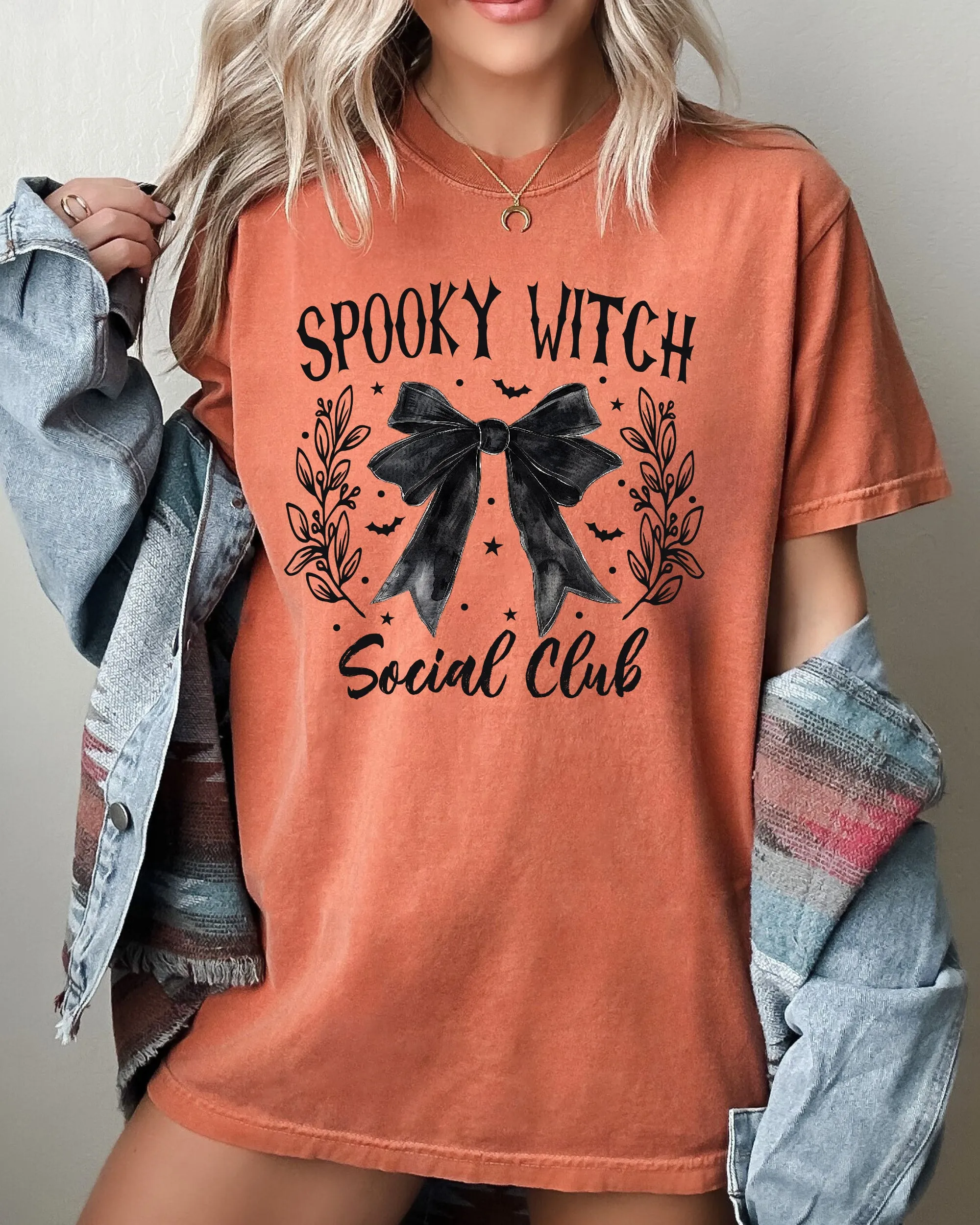 Spooky Witch Social Club, Ghost, Spooky, Scary, Skeleton, Skull, Western, Witch, Aesthetic, Meme, Halloween, Costume, Tshirt Comfort Colors T-Shirt sold by Refinery Number One