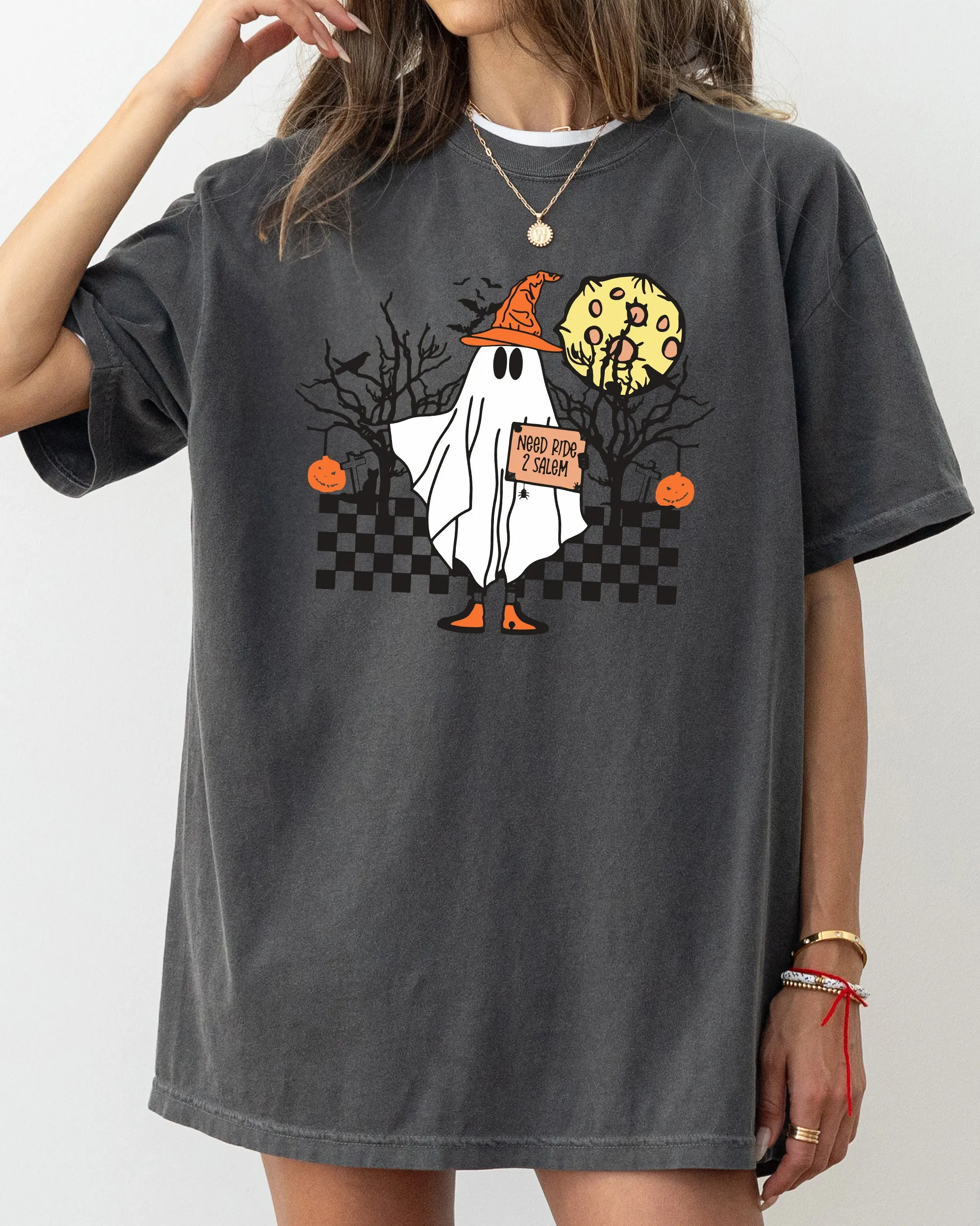 Need Ride to Salem, Ghost, Spooky, Scary, Skeleton, Skull, Western, Witch, Aesthetic, Meme, Halloween, Costume, Tshirt Comfort Colors T-Shirt sold by Refinery Number One product image thumbnail 4