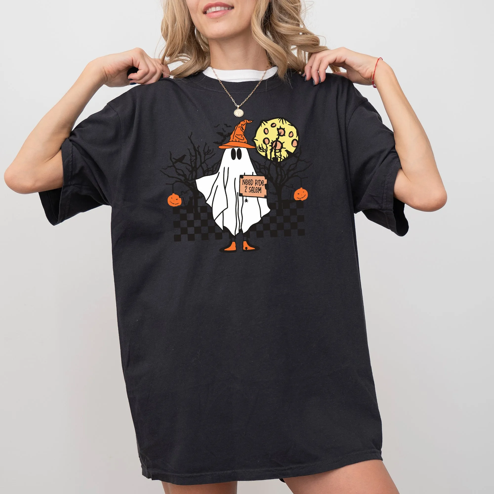 Need Ride to Salem, Ghost, Spooky, Scary, Skeleton, Skull, Western, Witch, Aesthetic, Meme, Halloween, Costume, Tshirt Comfort Colors T-Shirt sold by Refinery Number One product image thumbnail 5