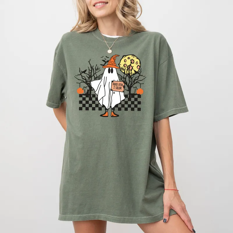 Need Ride to Salem, Ghost, Spooky, Scary, Skeleton, Skull, Western, Witch, Aesthetic, Meme, Halloween, Costume, Tshirt Comfort Colors T-Shirt sold by Refinery Number One