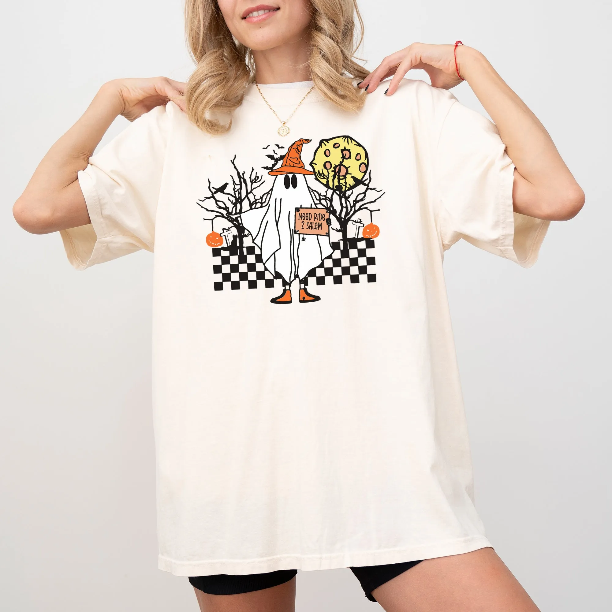 Need Ride to Salem, Ghost, Spooky, Scary, Skeleton, Skull, Western, Witch, Aesthetic, Meme, Halloween, Costume, Tshirt Comfort Colors T-Shirt sold by Refinery Number One product image thumbnail 3