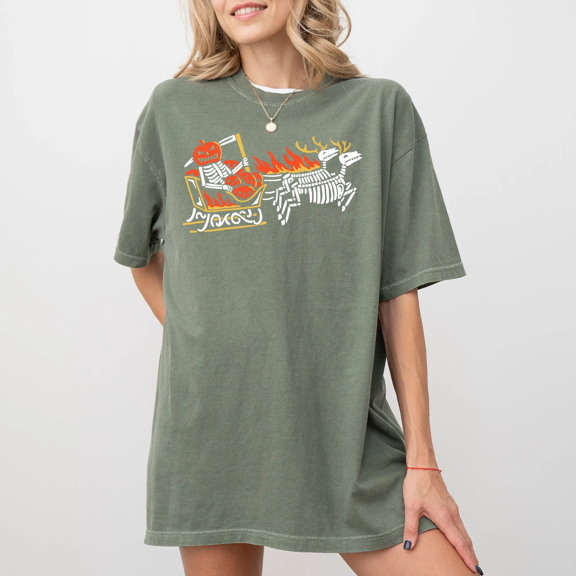 Pumpkin Head, Sleigh, Santa, Skeleton, Ghost, Spooky, Scary, Skull, Western, Witch, Aesthetic, Meme, Halloween, Costume, Tshirt Comfort Colors T-Shirt sold by Refinery Number One product image thumbnail 5