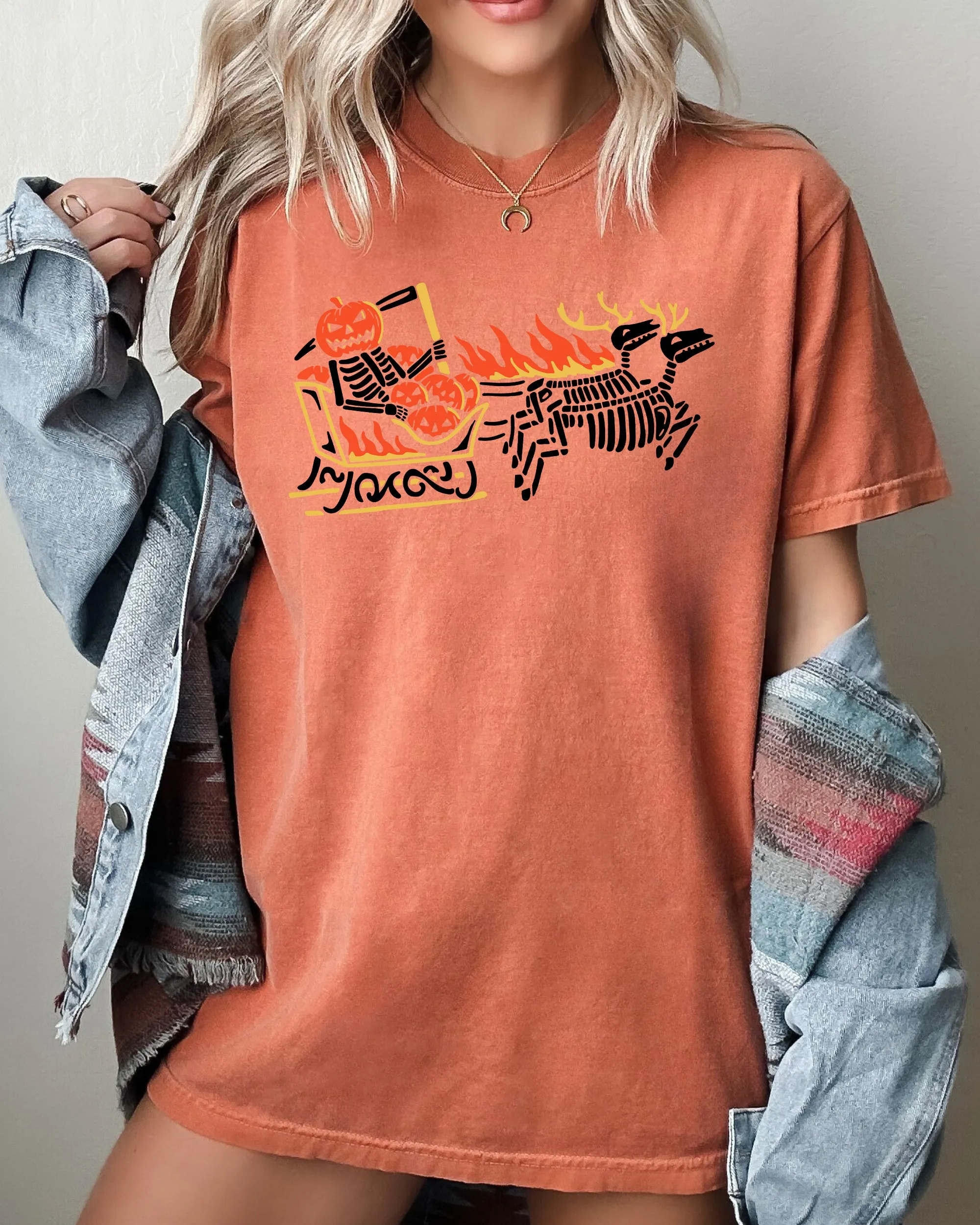 Pumpkin Head, Sleigh, Santa, Skeleton, Ghost, Spooky, Scary, Skull, Western, Witch, Aesthetic, Meme, Halloween, Costume, Tshirt Comfort Colors T-Shirt sold by Refinery Number One product image thumbnail 3