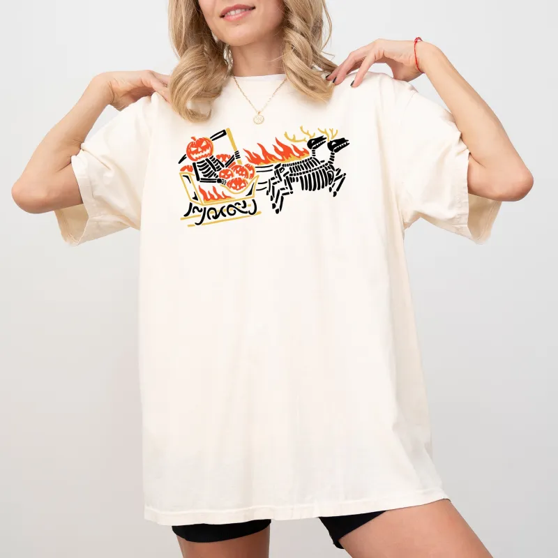 Pumpkin Head, Sleigh, Santa, Skeleton, Ghost, Spooky, Scary, Skull, Western, Witch, Aesthetic, Meme, Halloween, Costume, Tshirt Comfort Colors T-Shirt sold by Refinery Number One