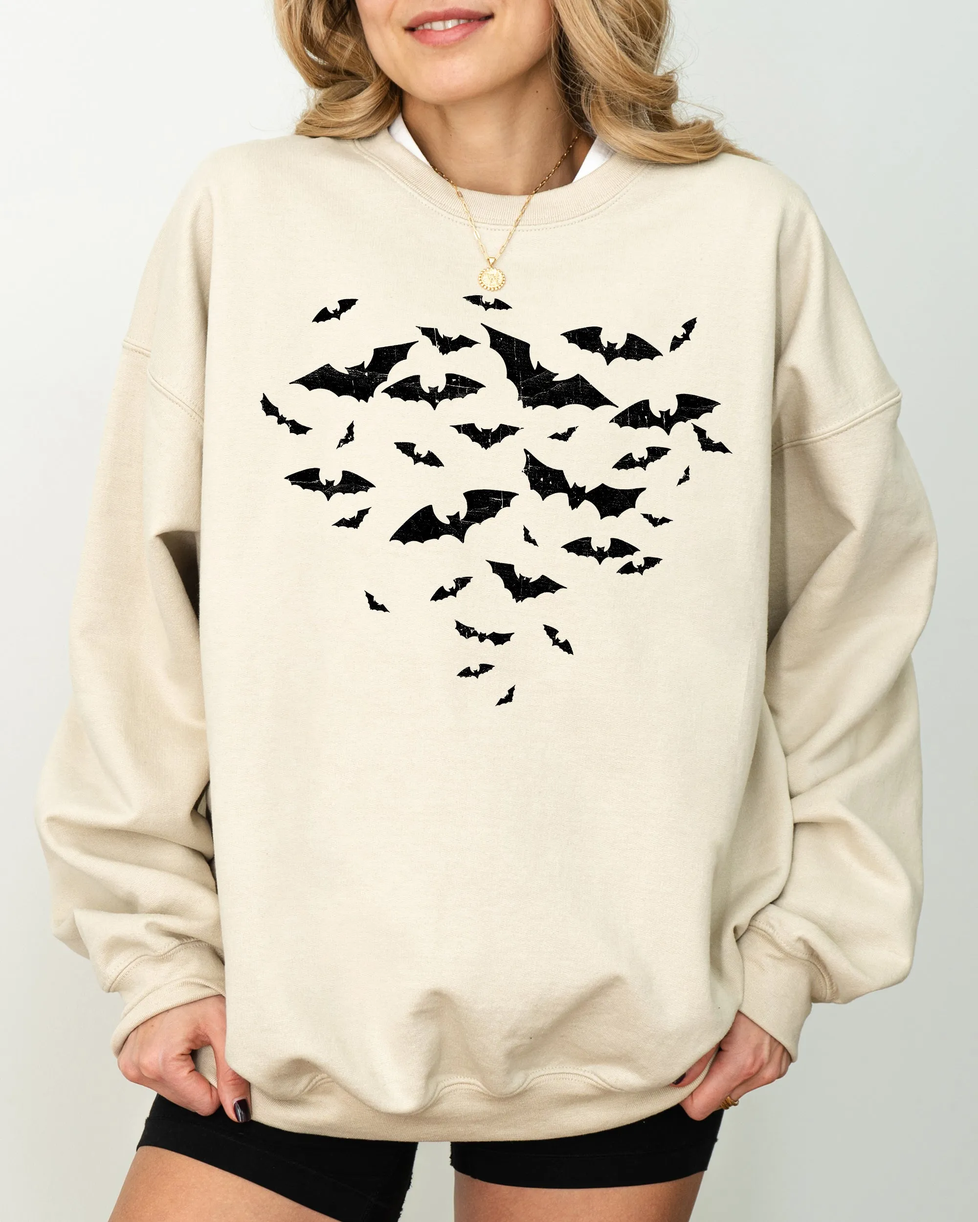 Flying Bats Halloween Spooky Witch Meme Costume Cozy Warm Soft Graphic Sweatshirt sold by Refinery Number One product image thumbnail 3