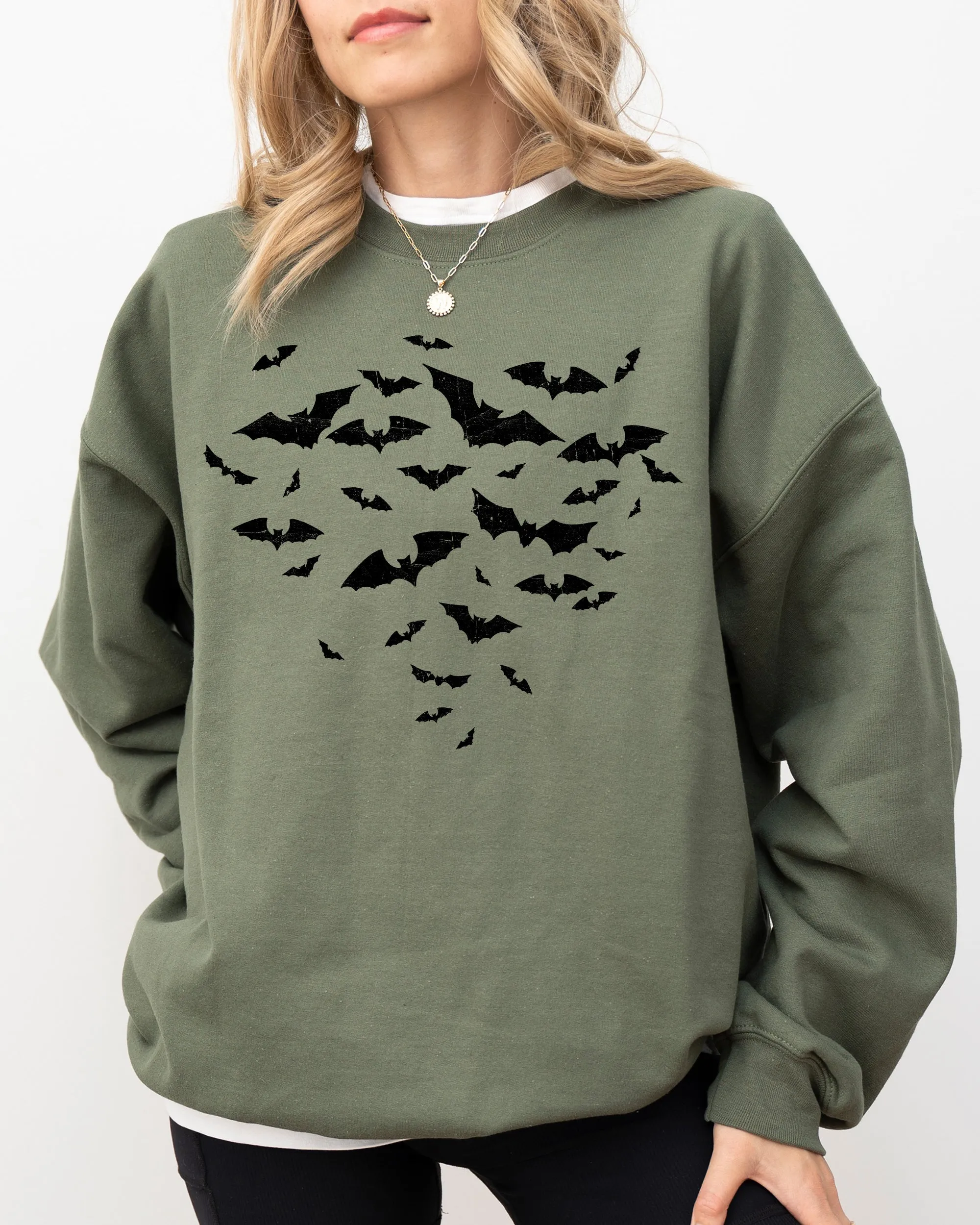 Flying Bats Halloween Spooky Witch Meme Costume Cozy Warm Soft Graphic Sweatshirt sold by Refinery Number One product image thumbnail 4