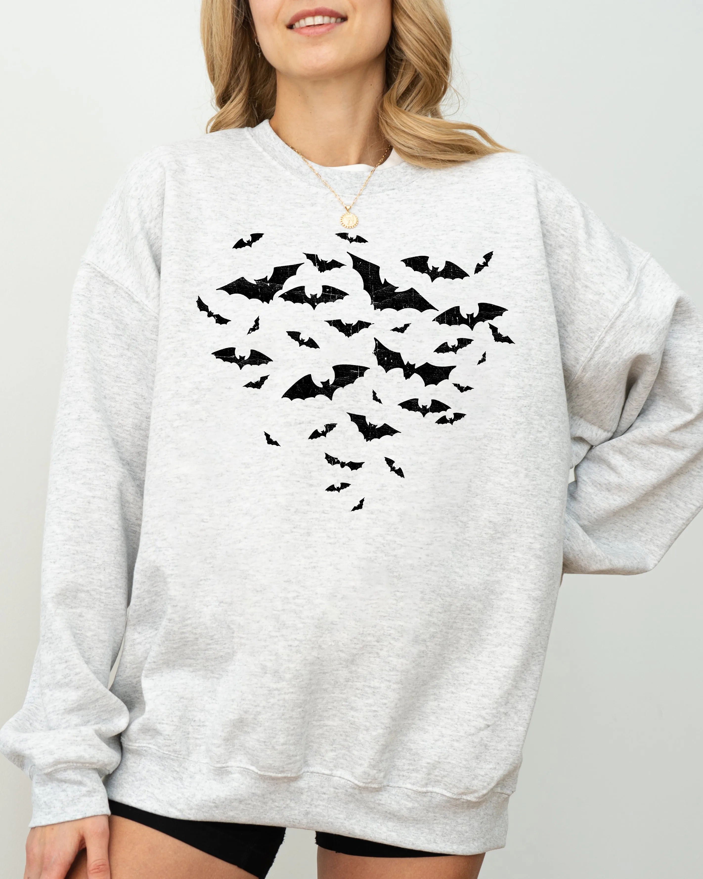Flying Bats Halloween Spooky Witch Meme Costume Cozy Warm Soft Graphic Sweatshirt sold by Refinery Number One