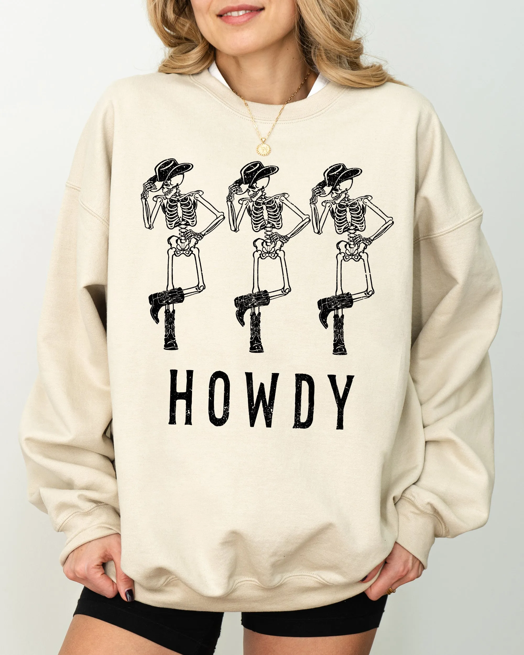 Howdy Skeleton, Cowboy, Ghost, Funny, Witch, Aesthetic, Meme, Halloween, Spooky, Costume Sweatshirt sold by Refinery Number One product image thumbnail 5