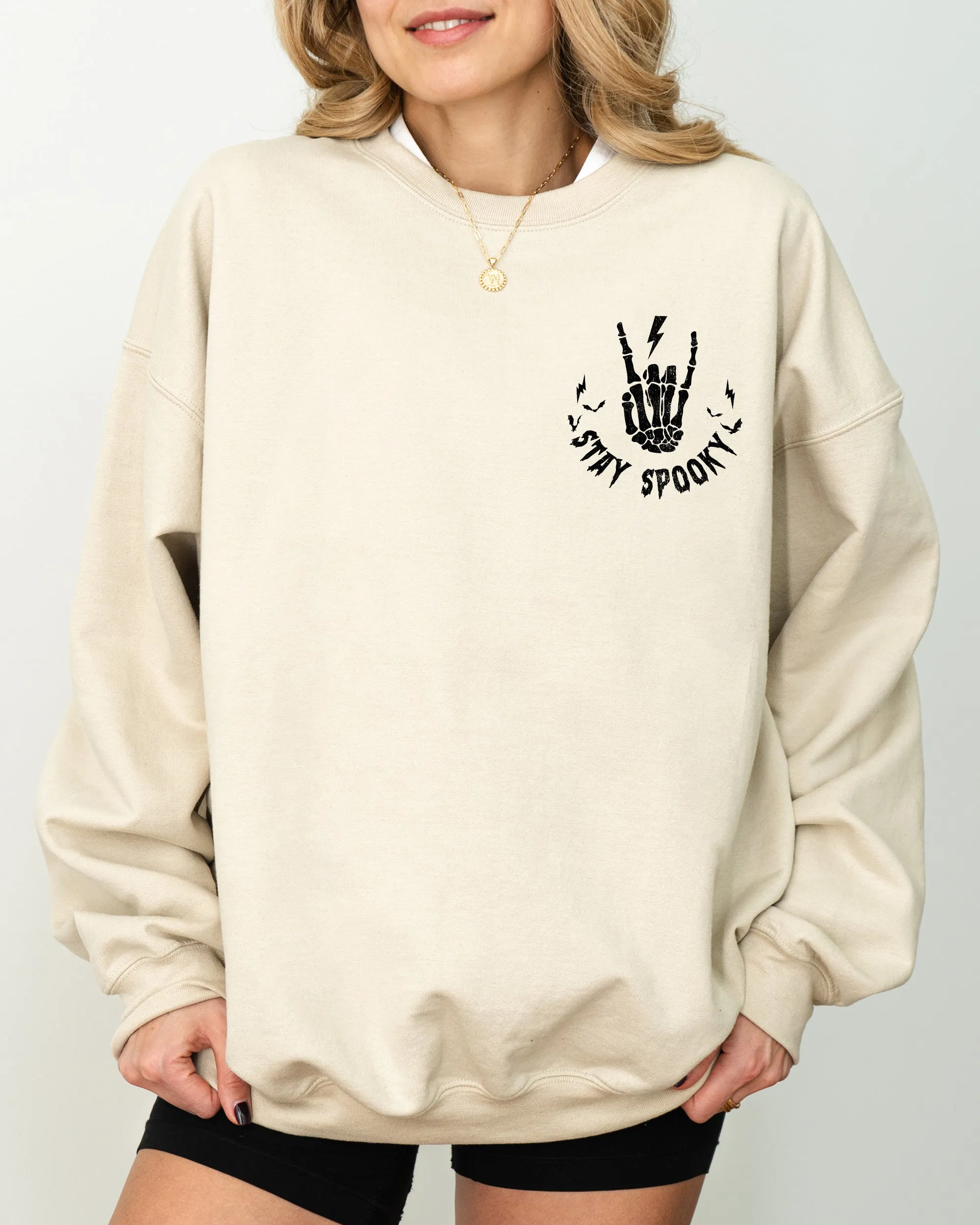 Stay Spooky, Pocket, Skeleton, Ghost, Funny, Witch, Aesthetic, Meme, Halloween, Spooky, Costume Sweatshirt sold by Refinery Number One